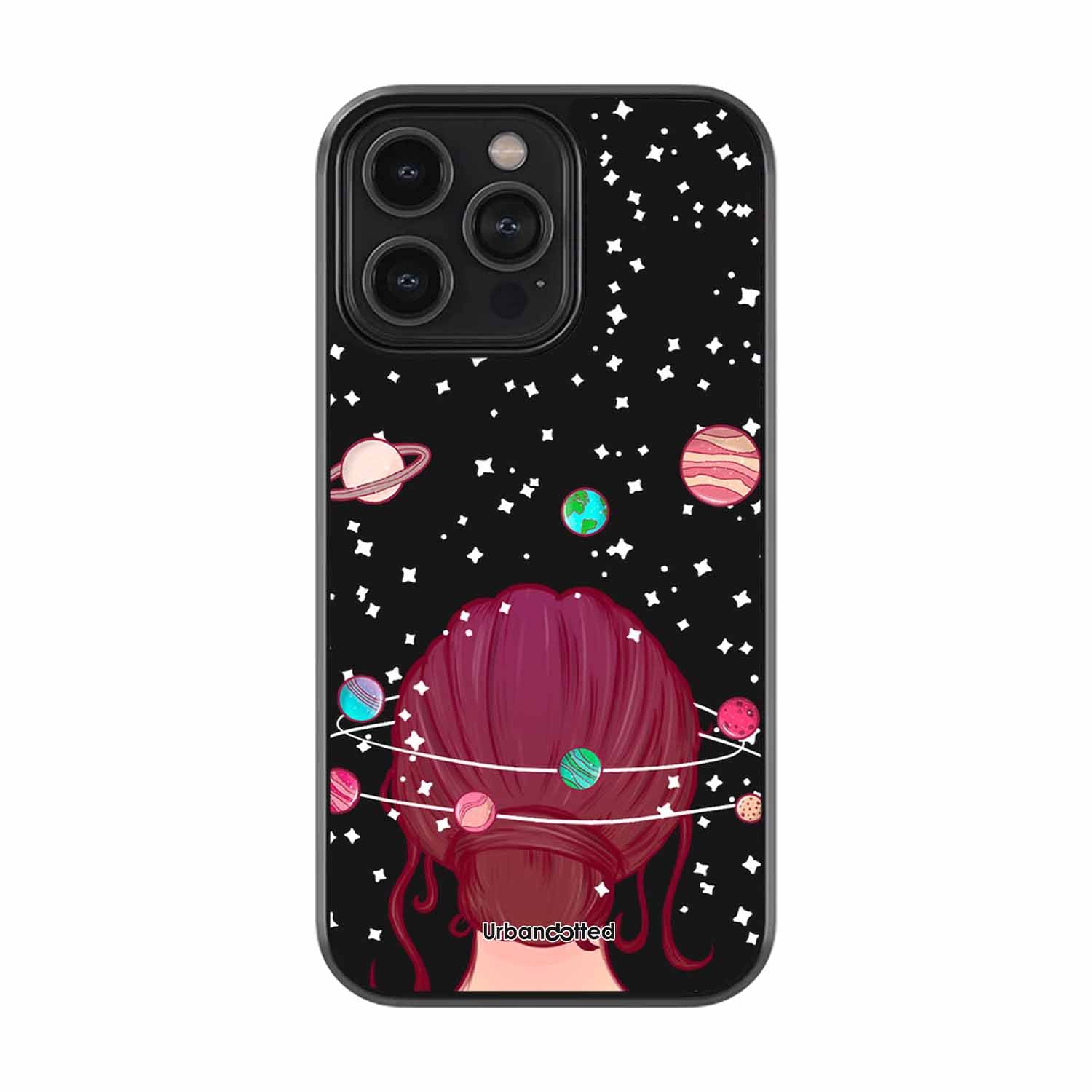 Galactic Hair Space Girl Glass Case For iPhone 16 Pro