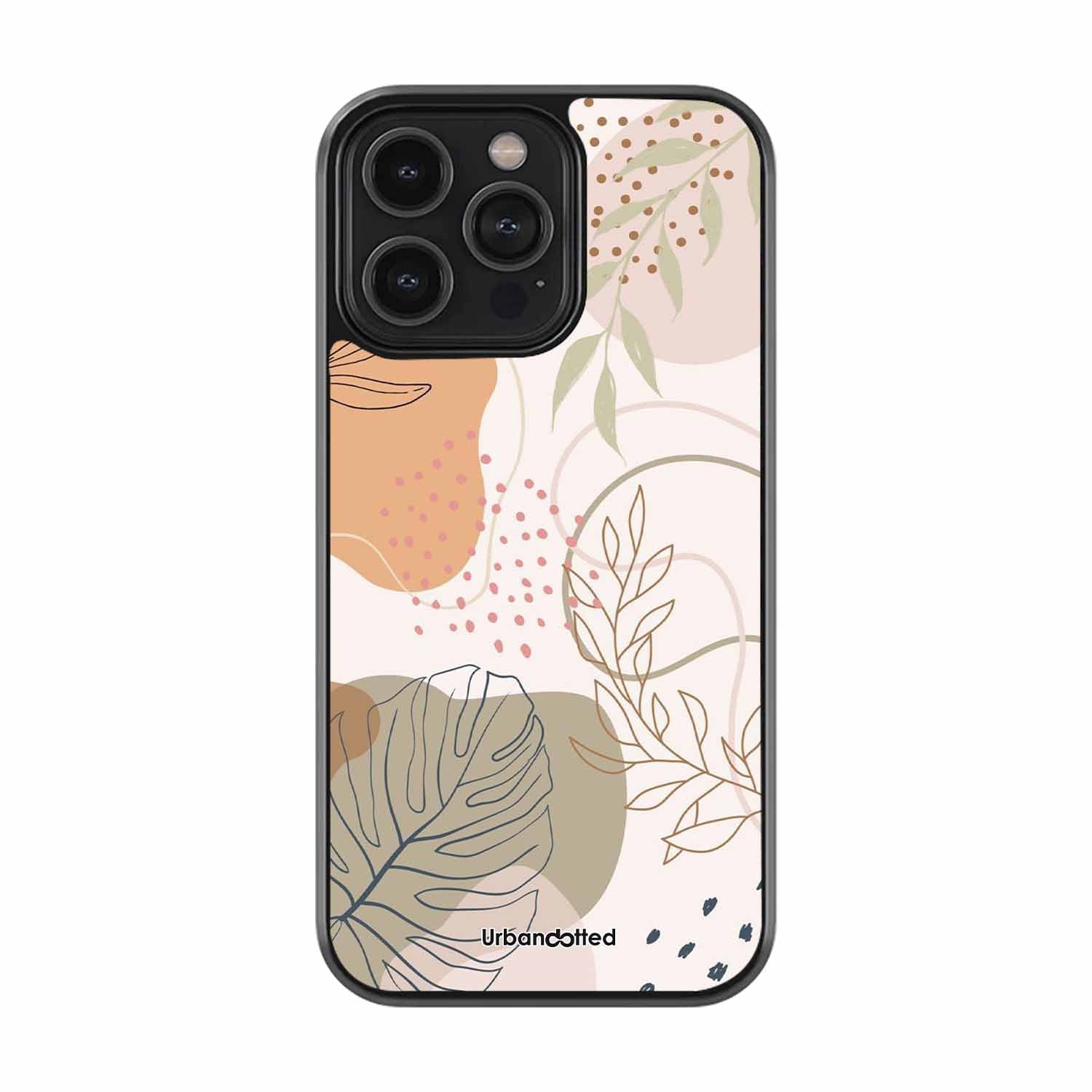 Minimalist Leaf Pattern Glass Case For iPhone 12 Pro