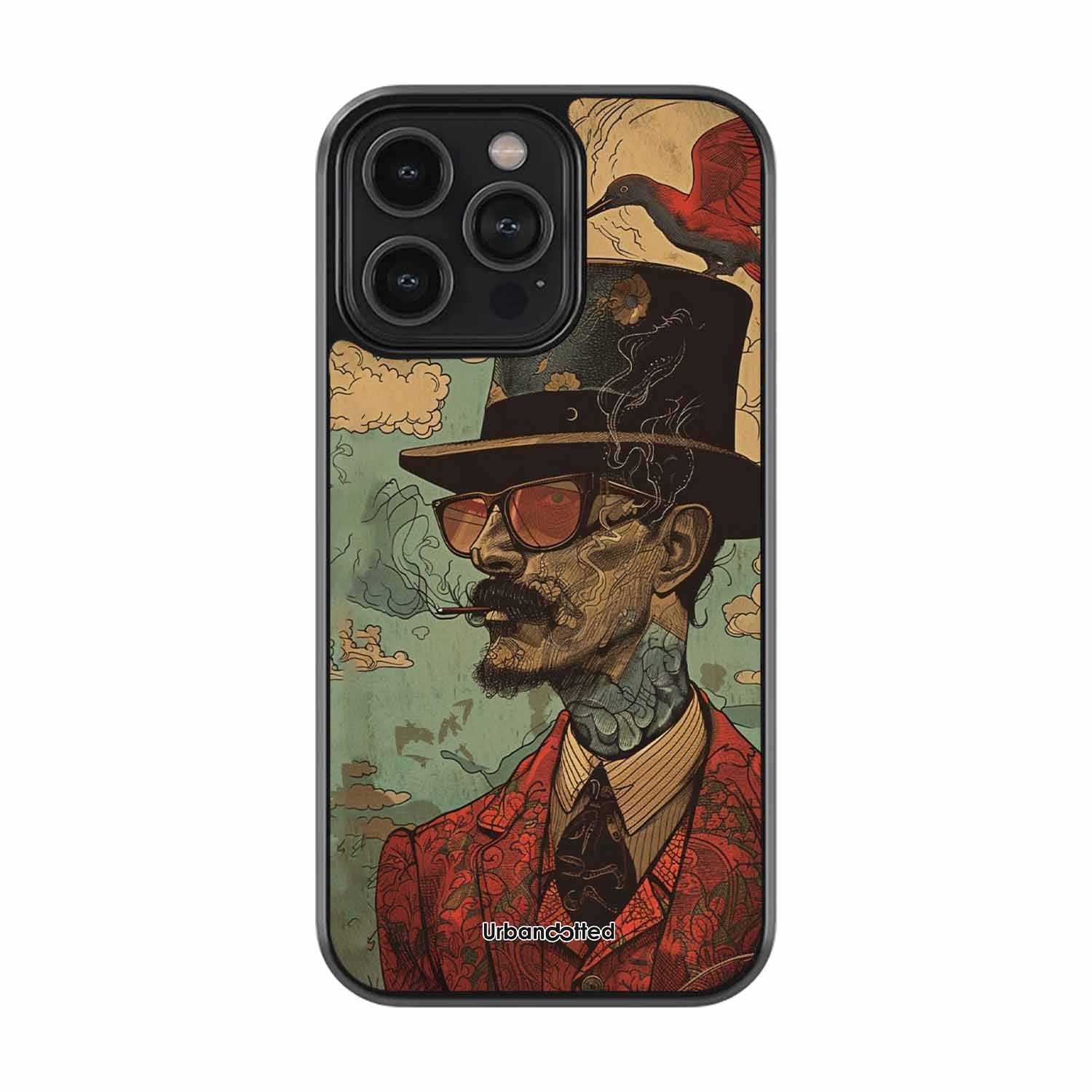 Steampunk Gentleman Smoker Glass Case For iPhone 16 Pro