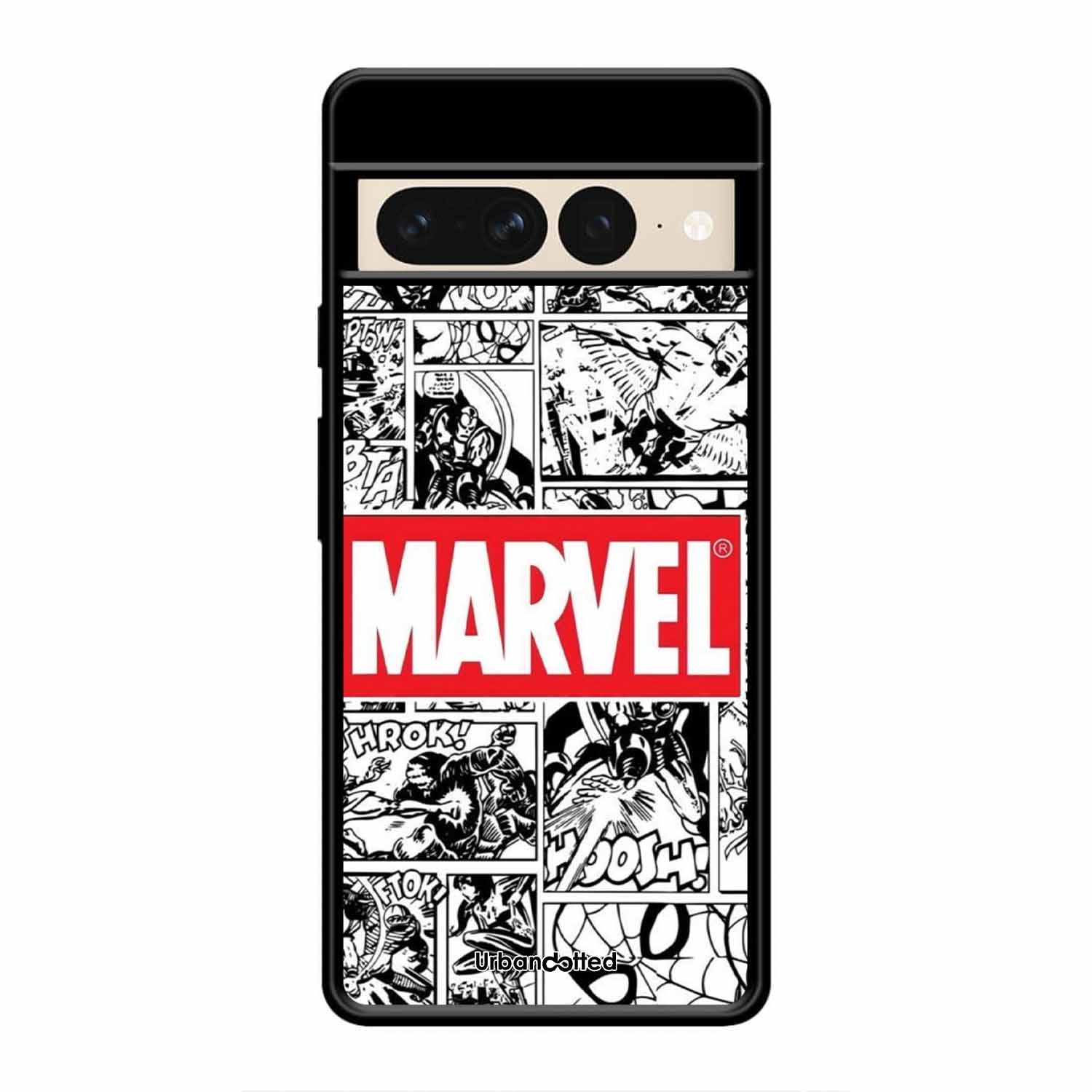 Black and White Comic Book Glass Case For Google Pixel 7 Pro