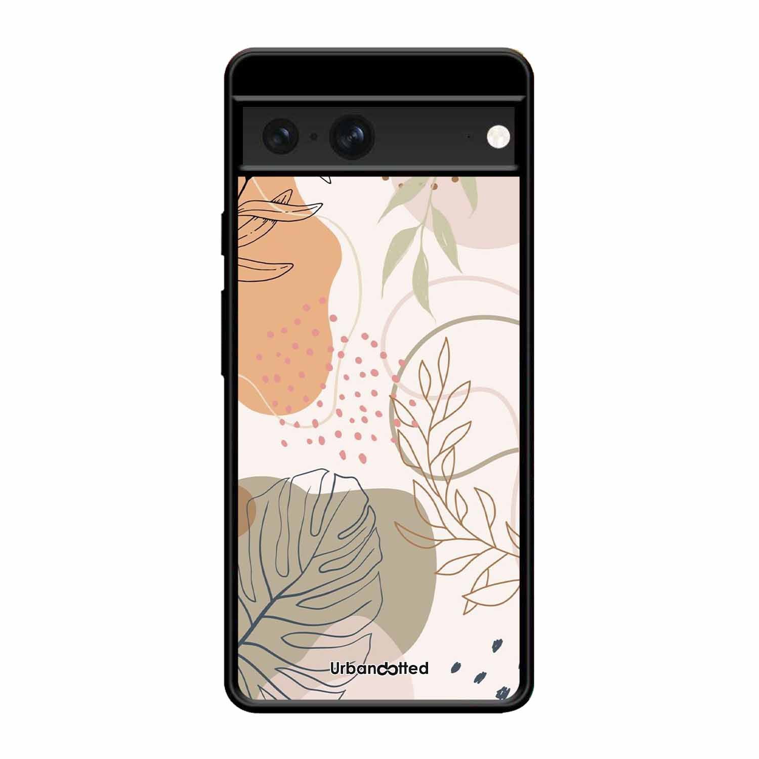 Minimalist Leaf Pattern Glass Case For Google Pixel 7