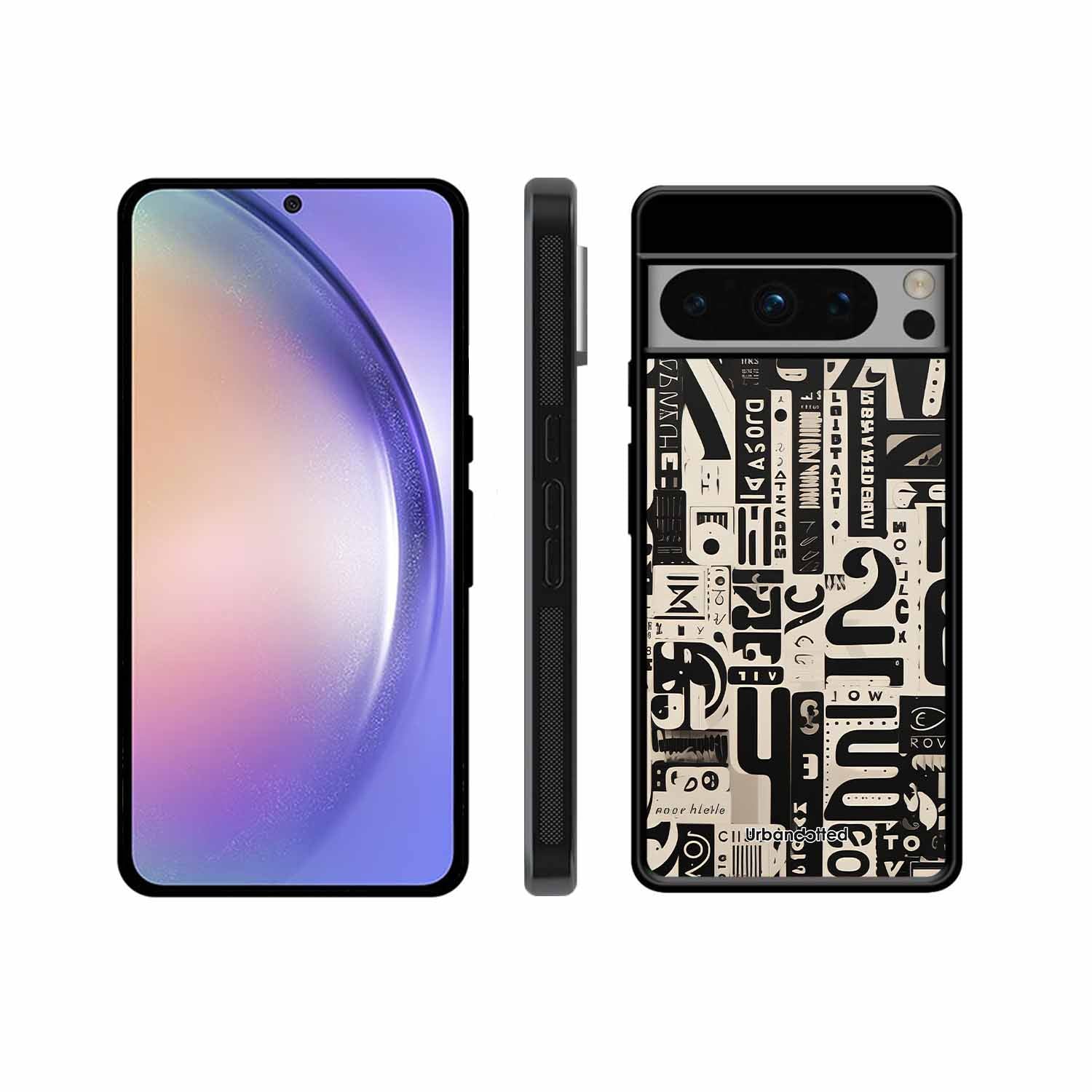 Abstract Typography Collage Glass Case For Google Pixel 8 Pro