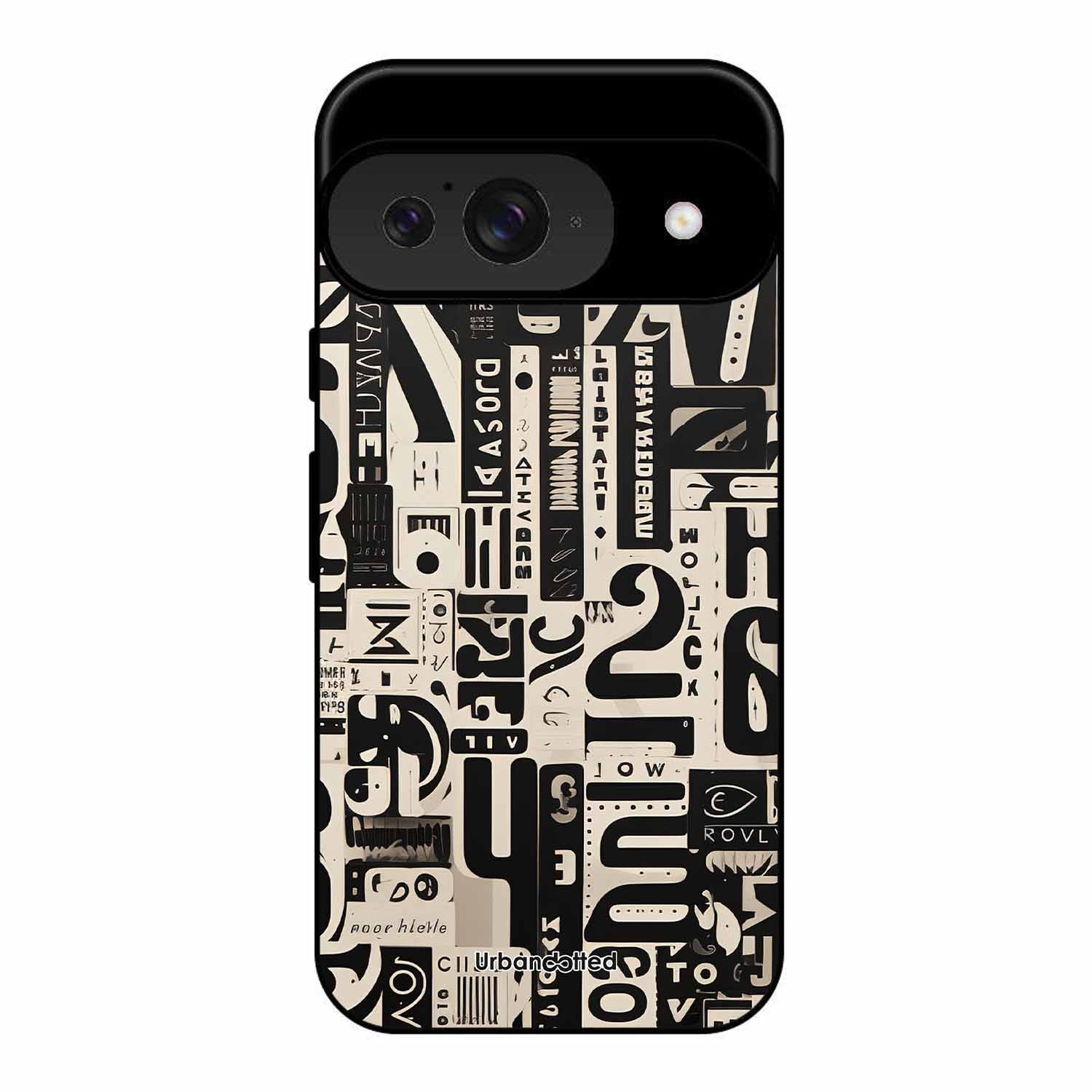 Abstract Typography Collage Glass Case For Google Pixel 9