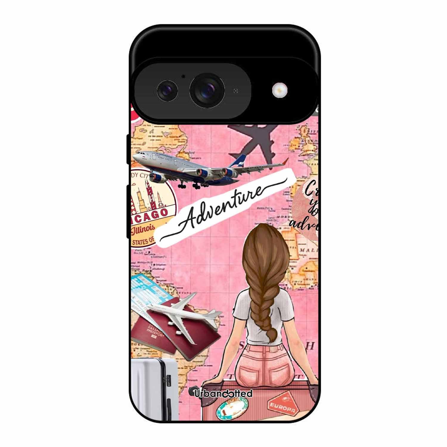 Travel Adventure Map Glass Case For Google Pixel 9