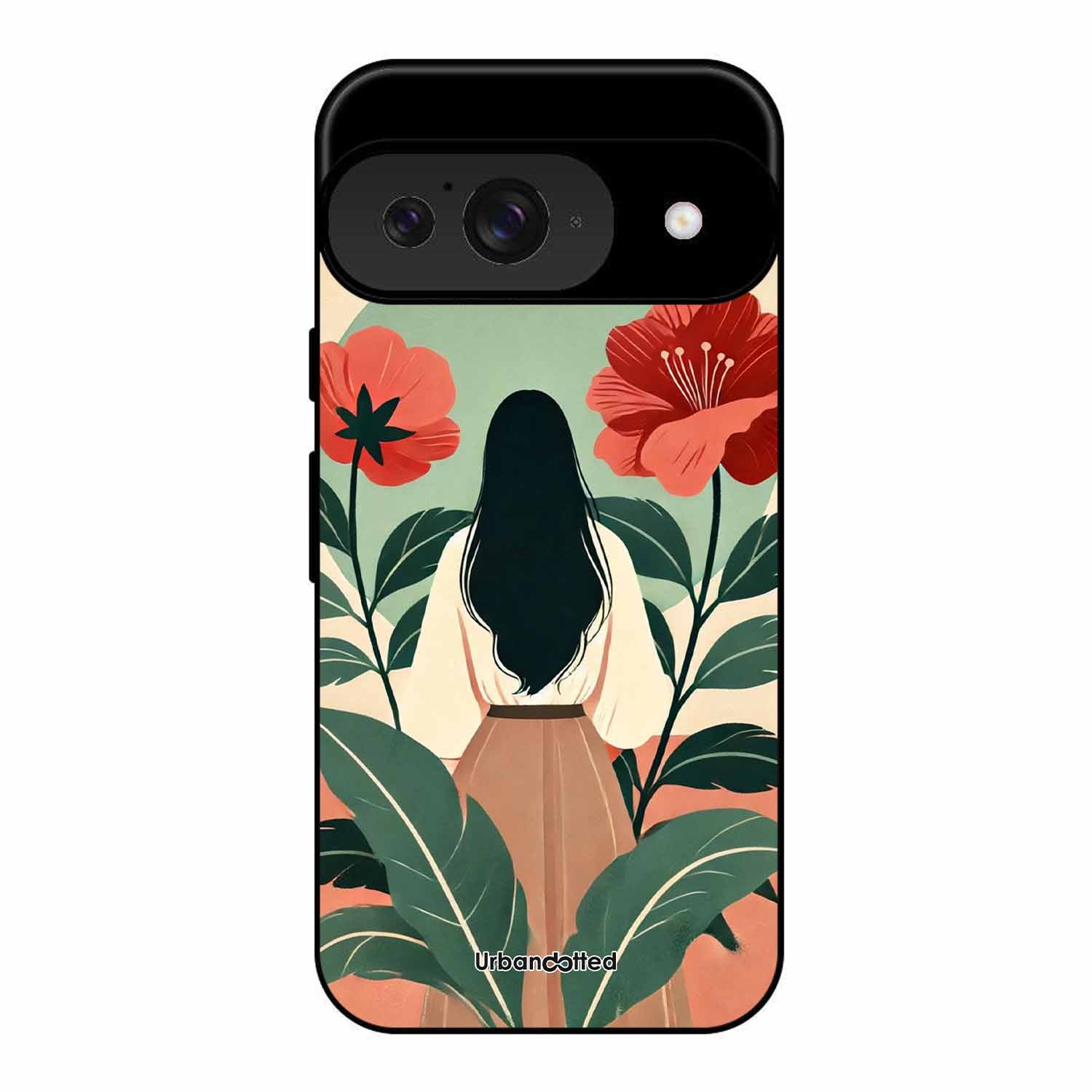 Woman in Floral Garden Glass Case For Google Pixel 9