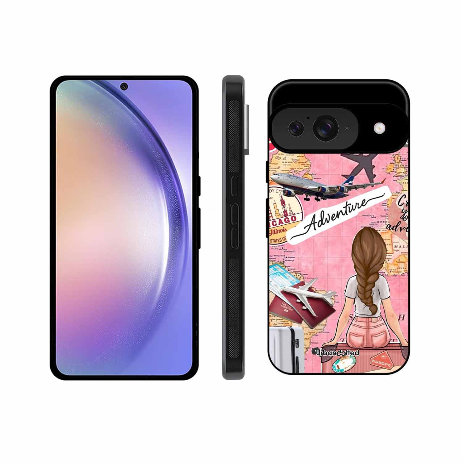 Travel Adventure Map Glass Case For Google Pixel 9