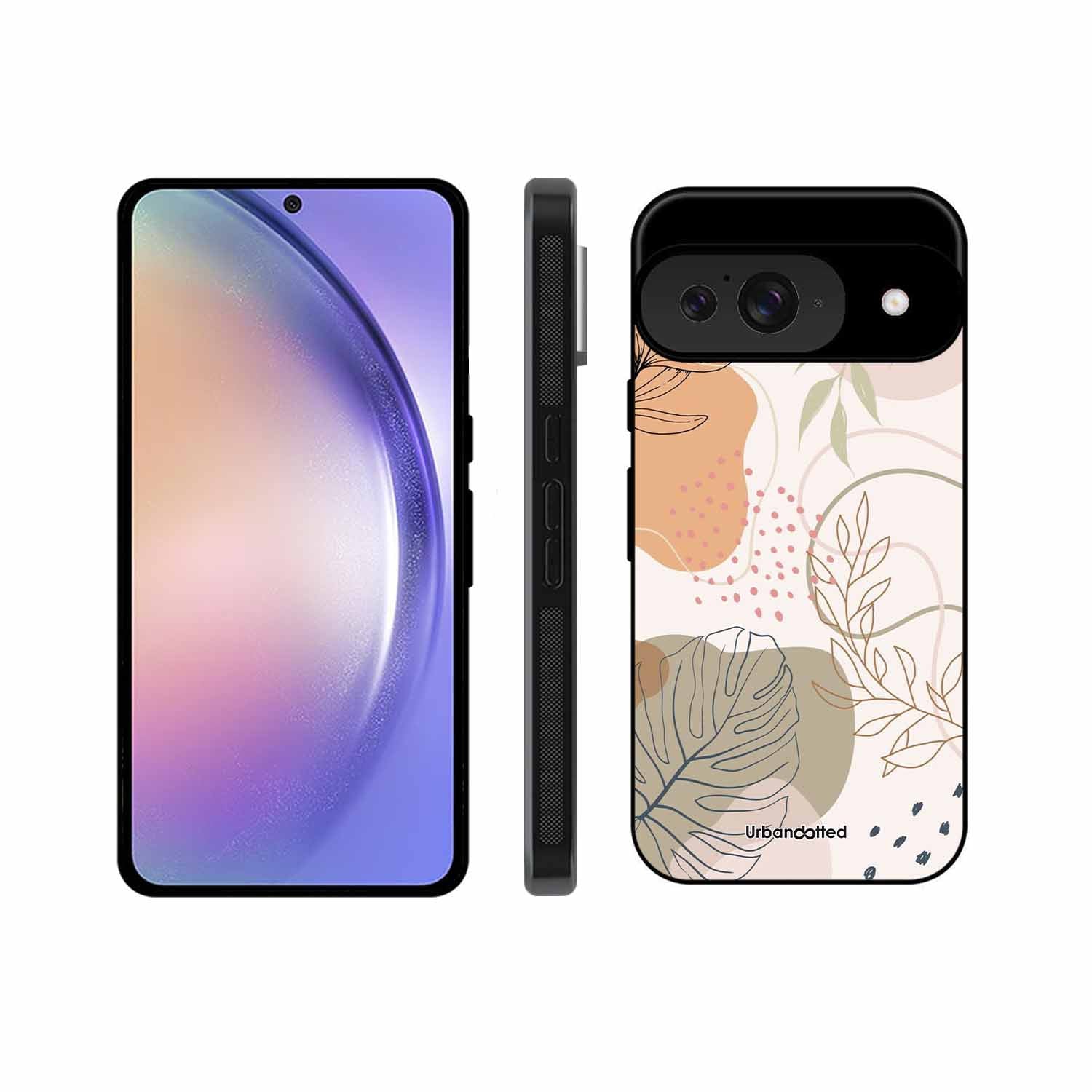 Minimalist Leaf Pattern Glass Case For Google Pixel 9