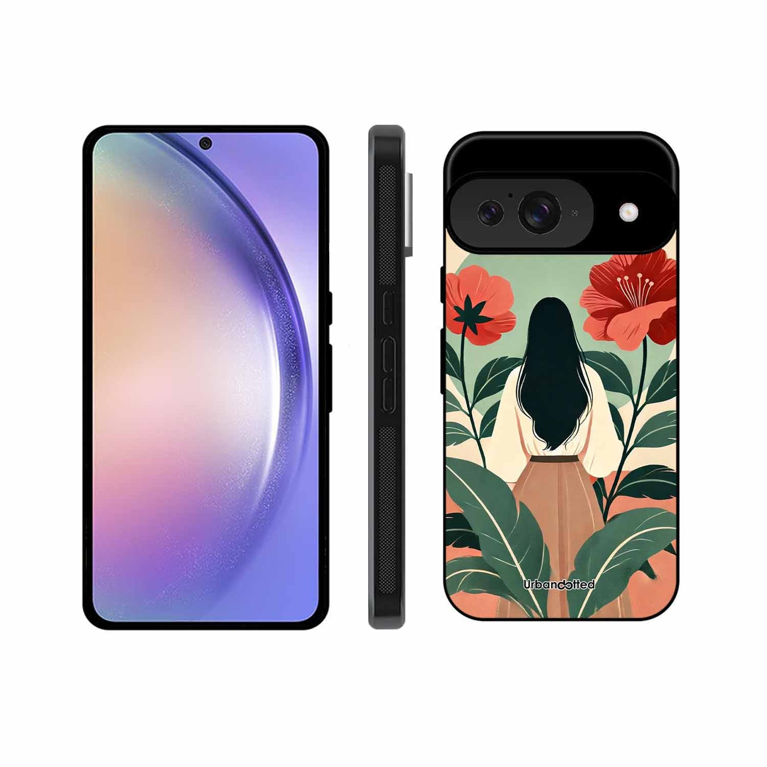 Woman in Floral Garden Glass Case For Google Pixel 9
