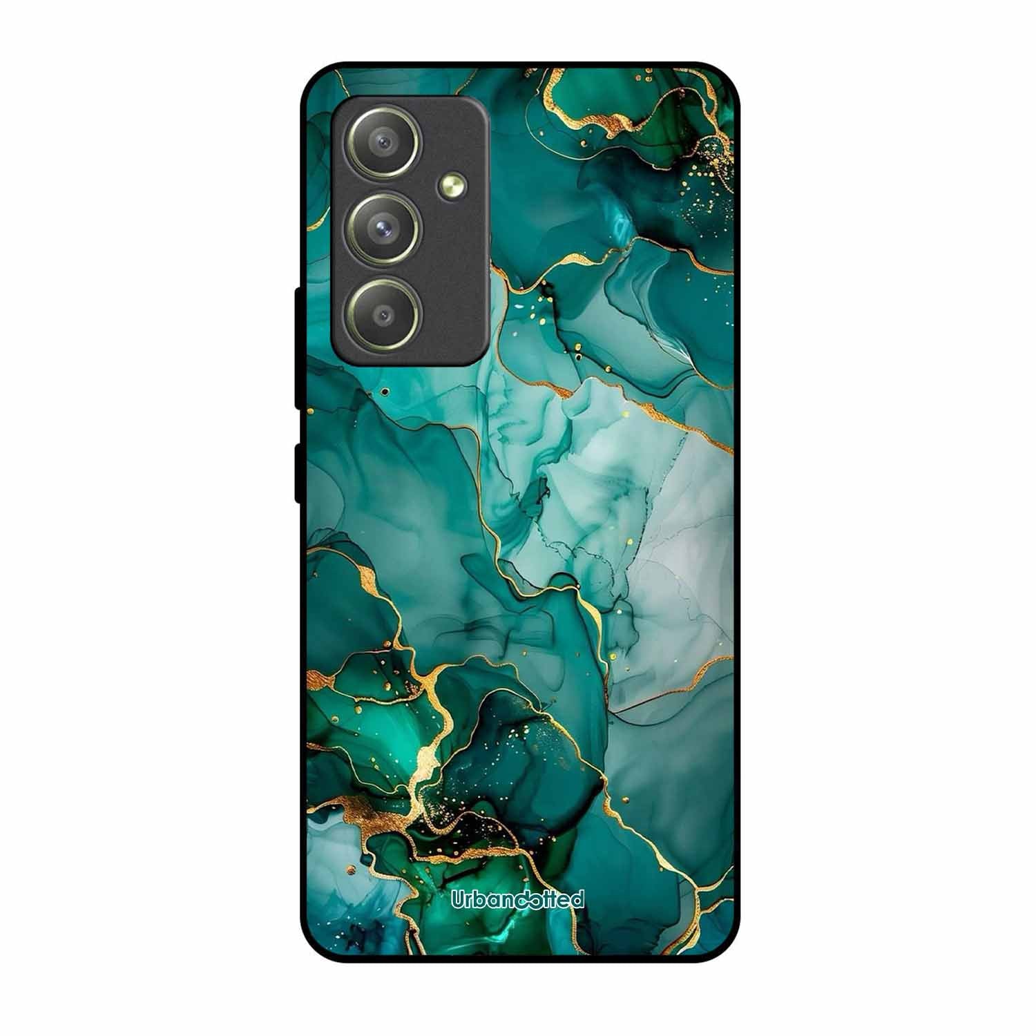 Emerald Green Gold Marble Glass Case For Samsung A54