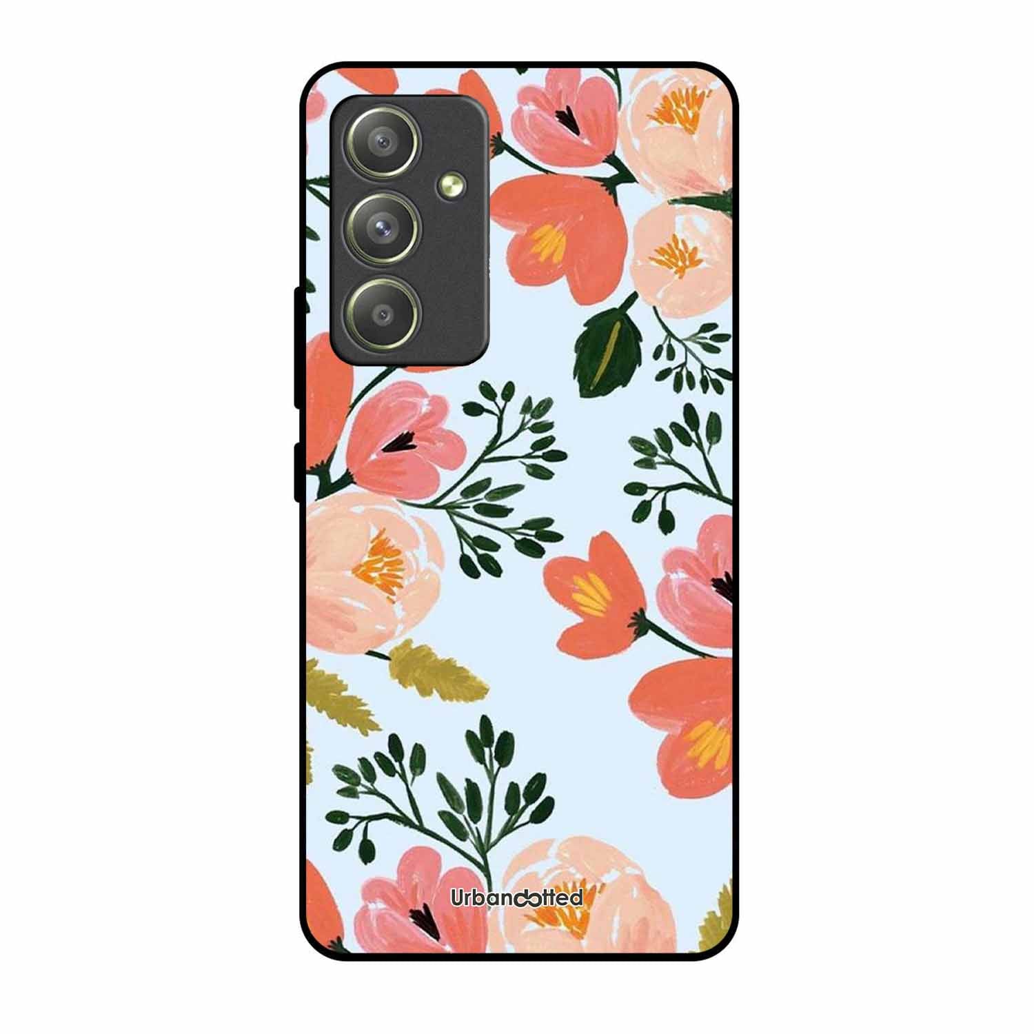 Painted Floral Bouque Glass Case For Samsung A54