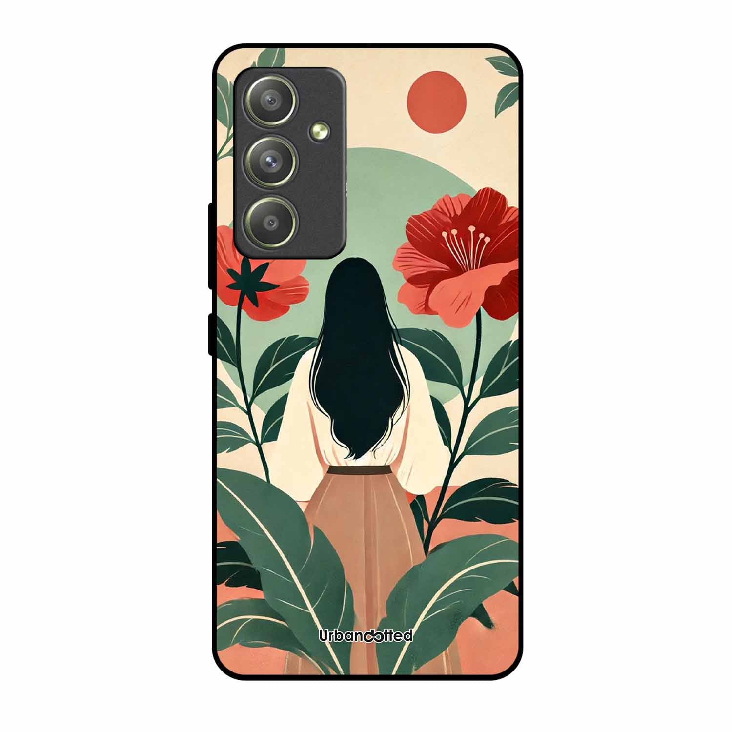 Woman in Floral Garden Glass Case For Samsung A54