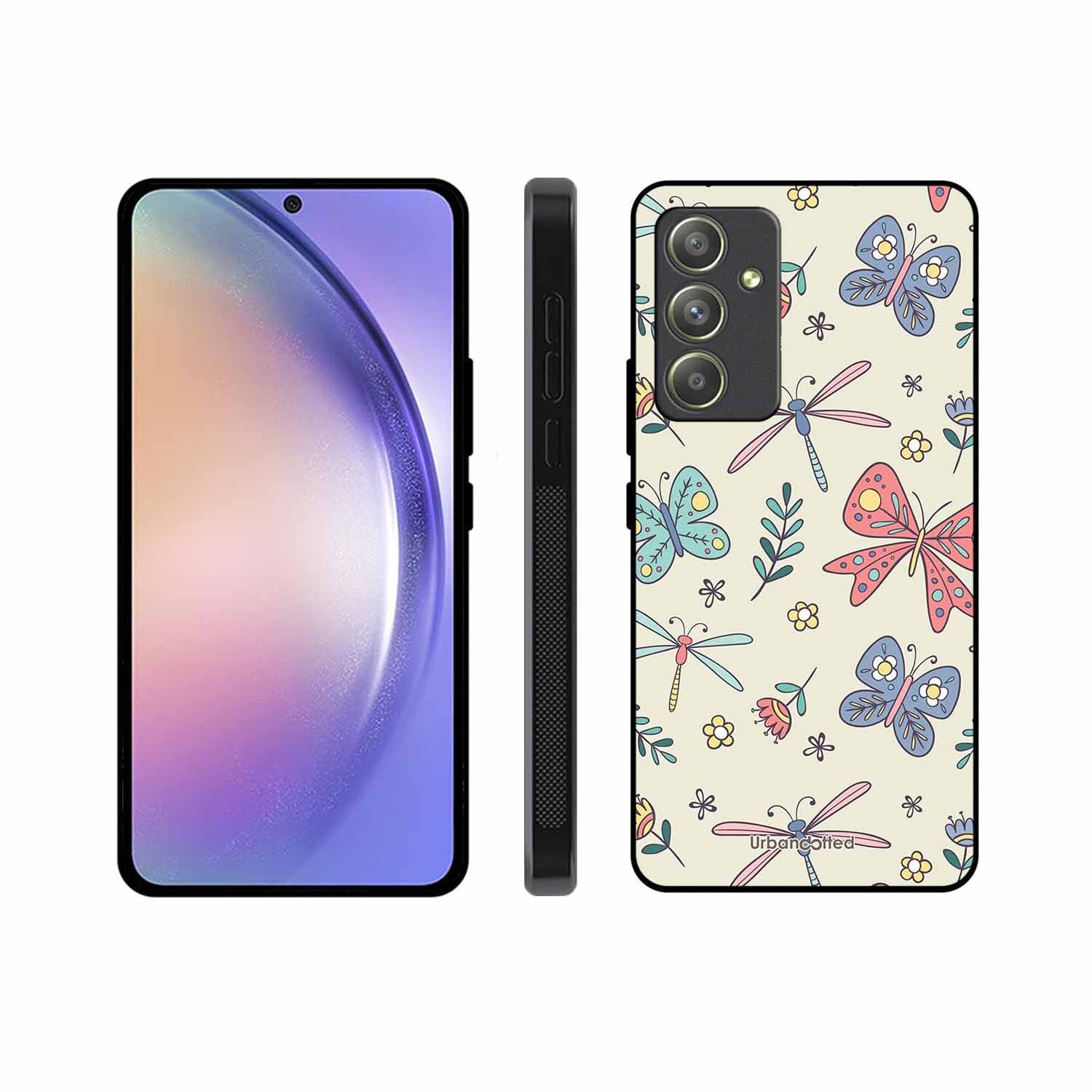 Butterfly and Dragonfly Garden Glass Case For Samsung A54