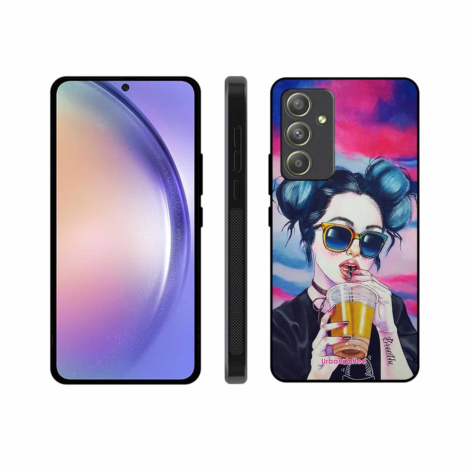 "Breathe" Tattoo Girl Glass Case For Samsung A54