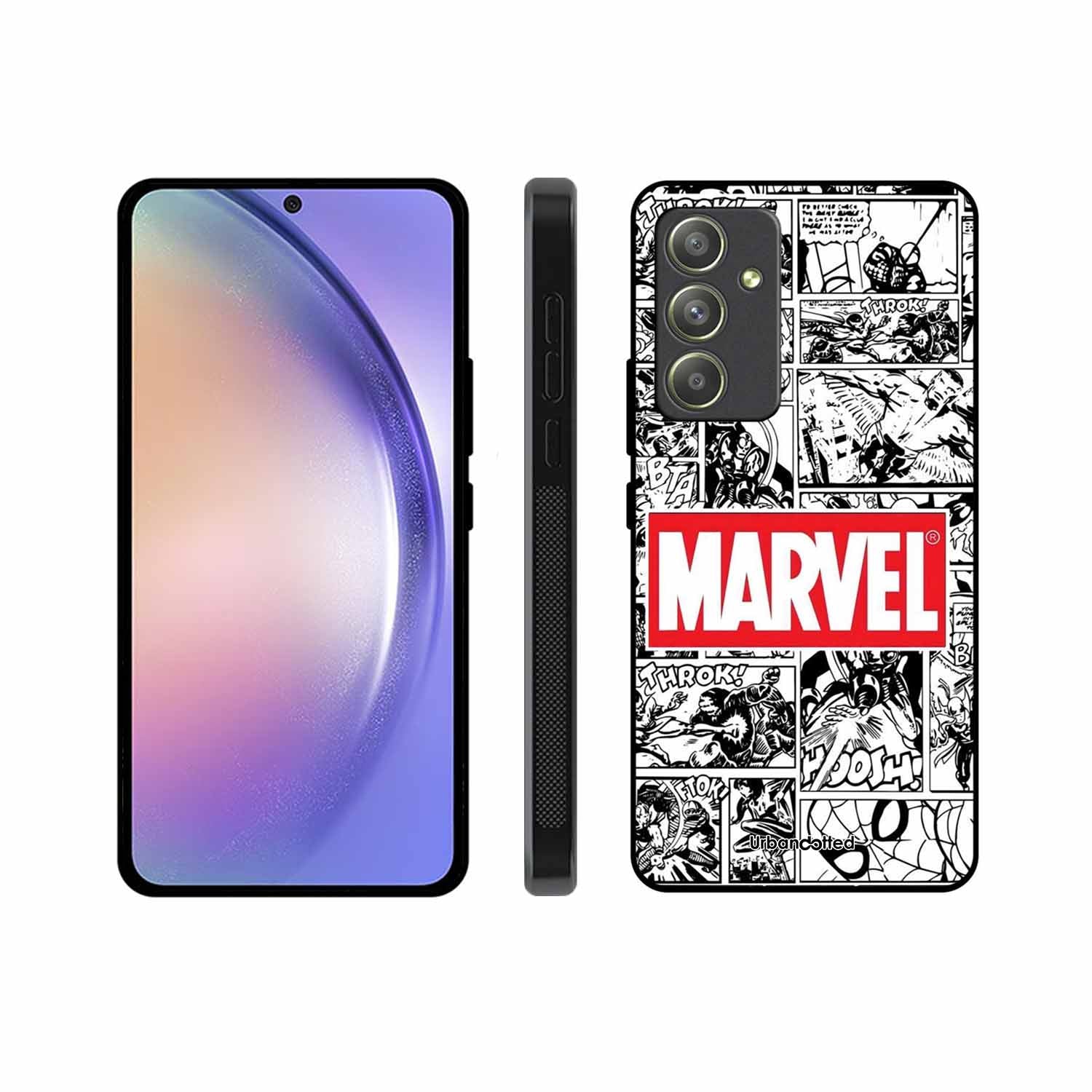 Black and White Comic Book Glass Case For Samsung A54