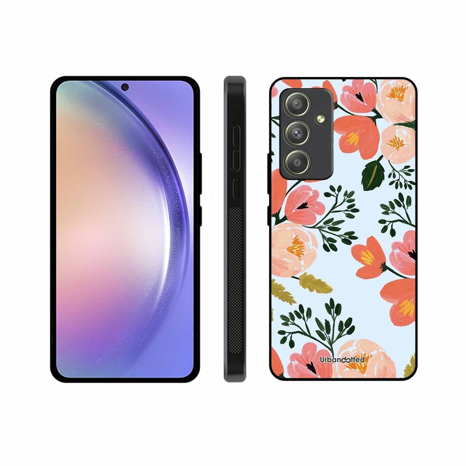Painted Floral Bouque Glass Case For Samsung A54
