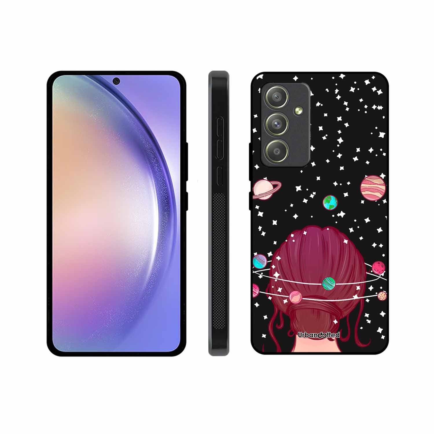 Galactic Hair Space Girl Glass Case For Samsung A54
