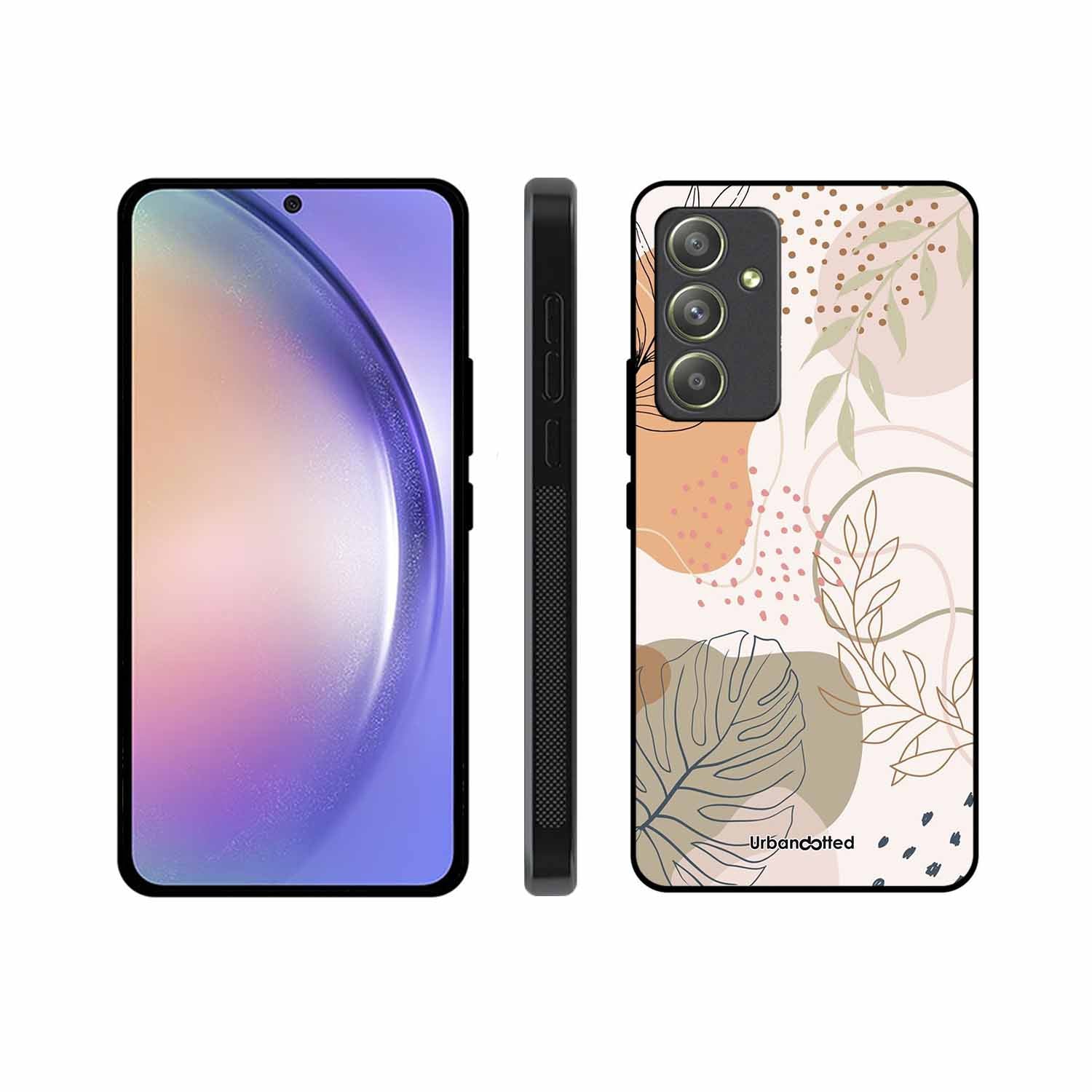 Minimalist Leaf Pattern Glass Case For Samsung A54