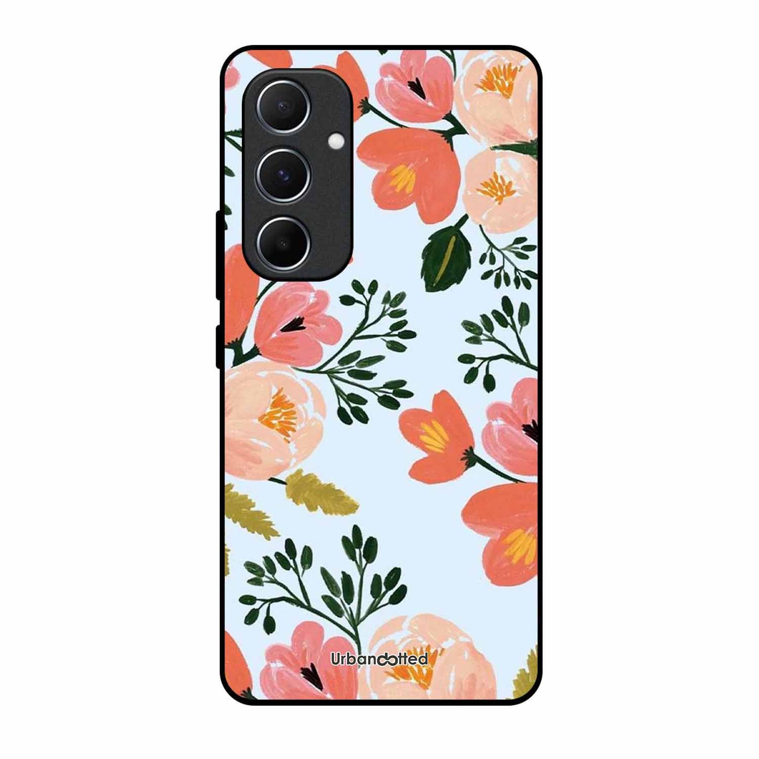 Painted Floral Bouque Glass Case For Samsung A55