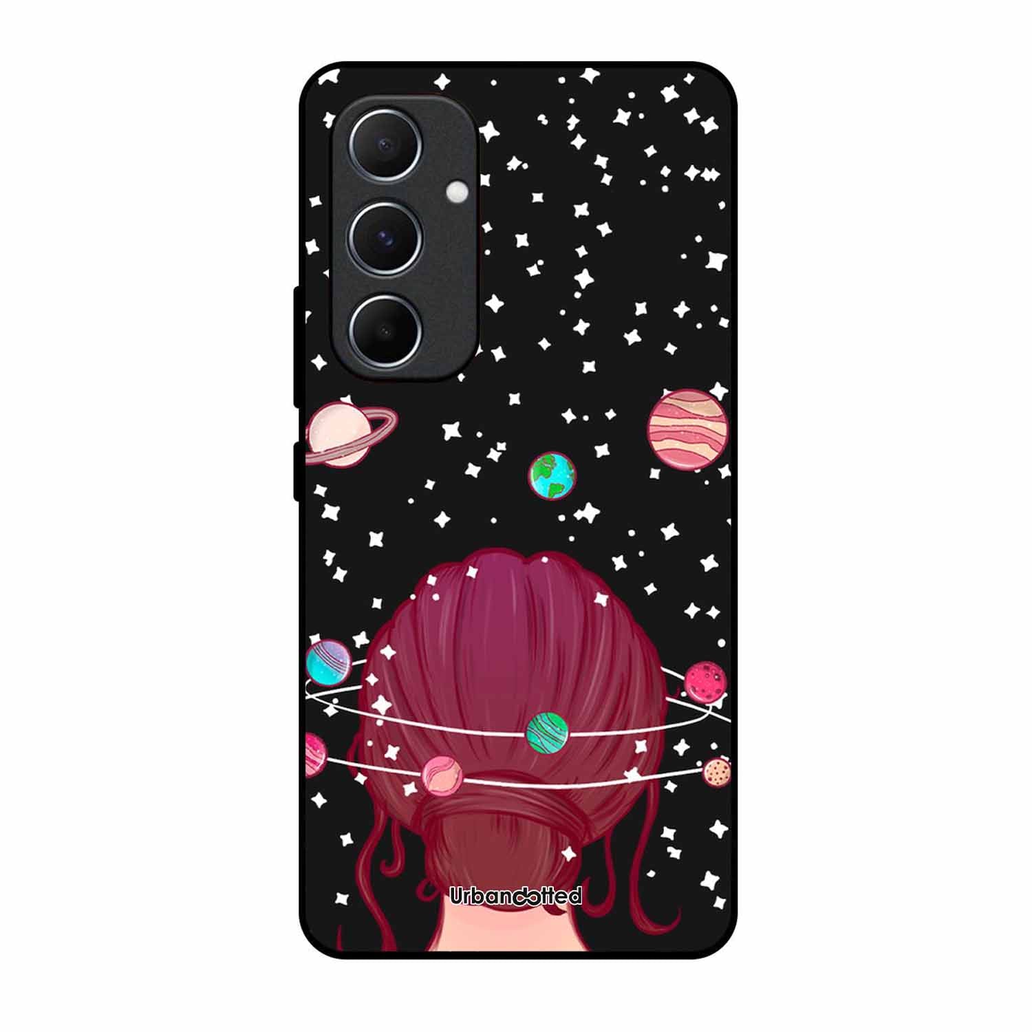 Galactic Hair Space Girl Glass Case For Samsung A55
