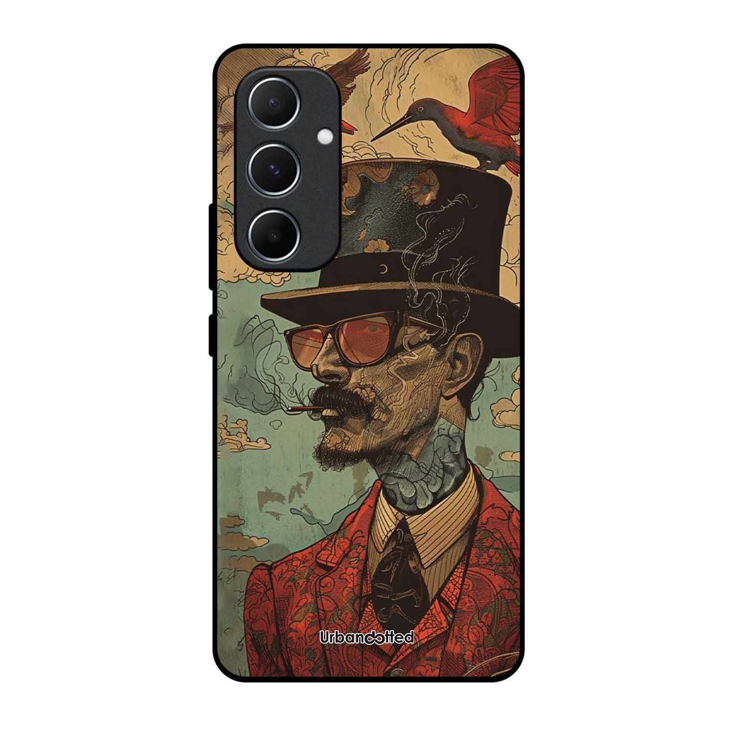 Steampunk Gentleman Smoker Glass Case For Samsung A55