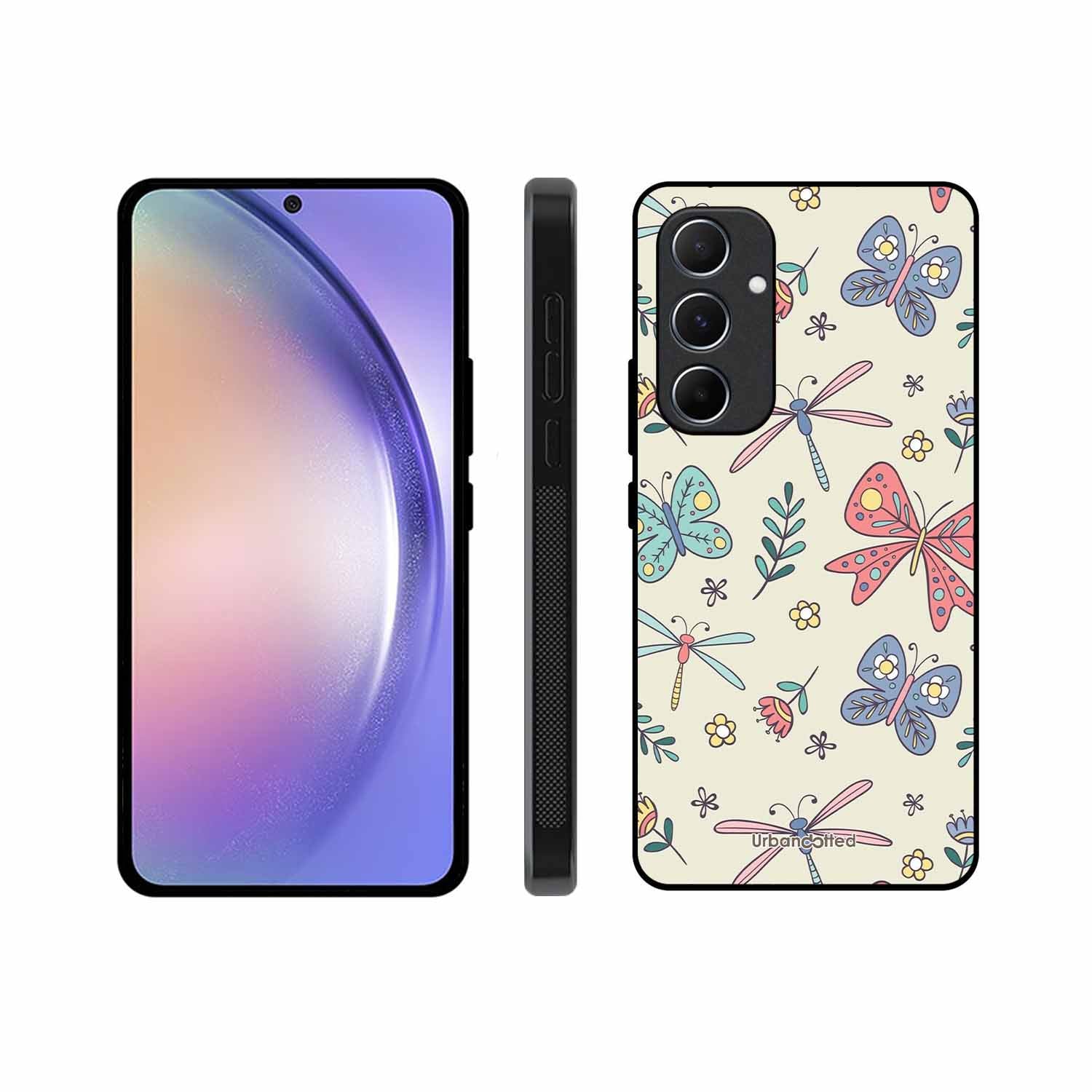 Butterfly and Dragonfly Garden Glass Case For Samsung A55