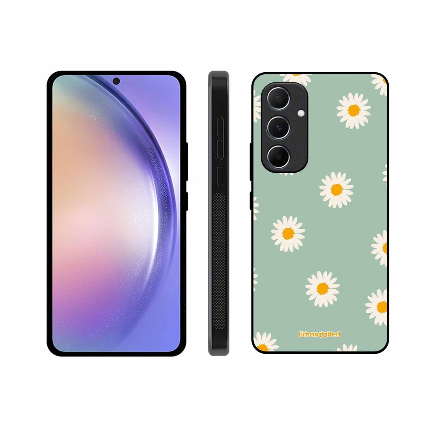 Scattered White Daisies Glass Case For Samsung A55