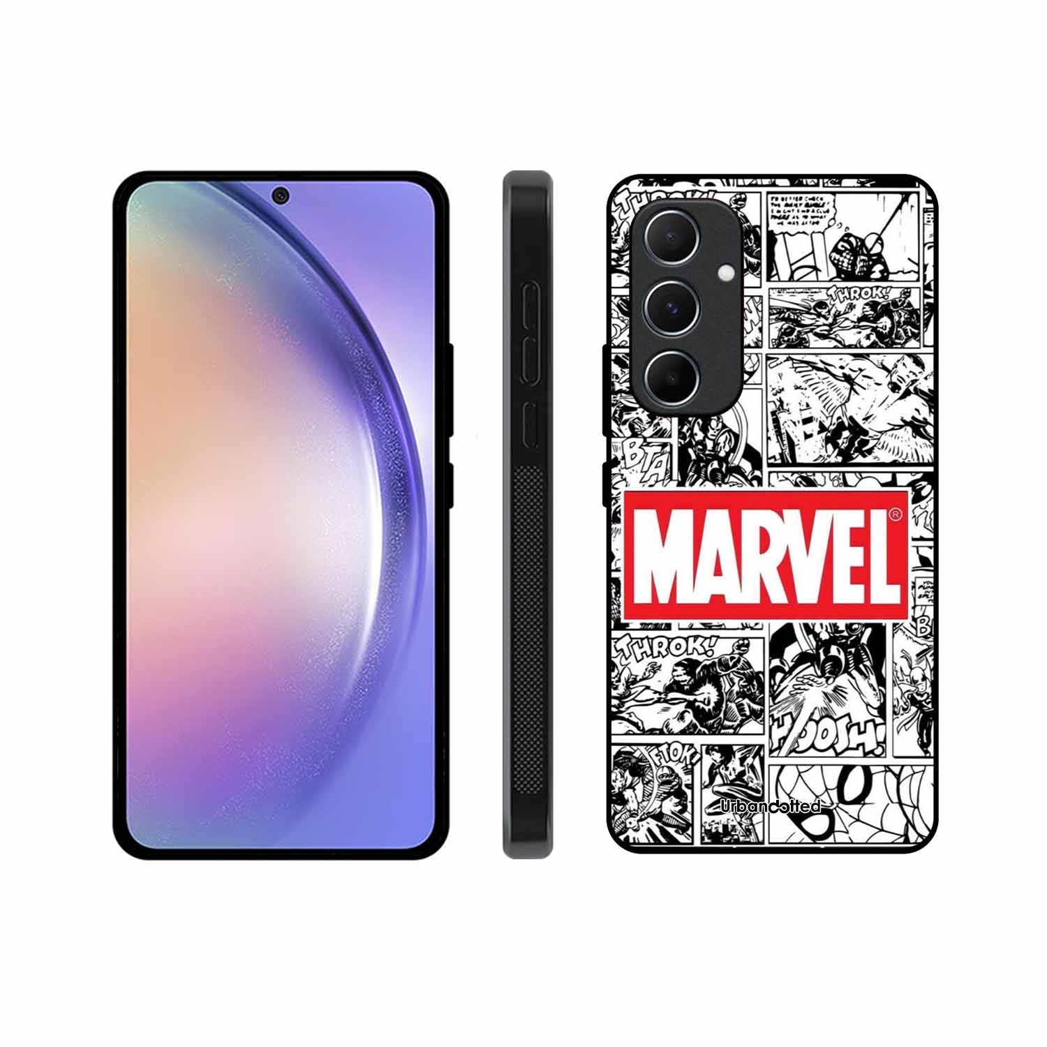 Black and White Comic Book Glass Case For Samsung A55