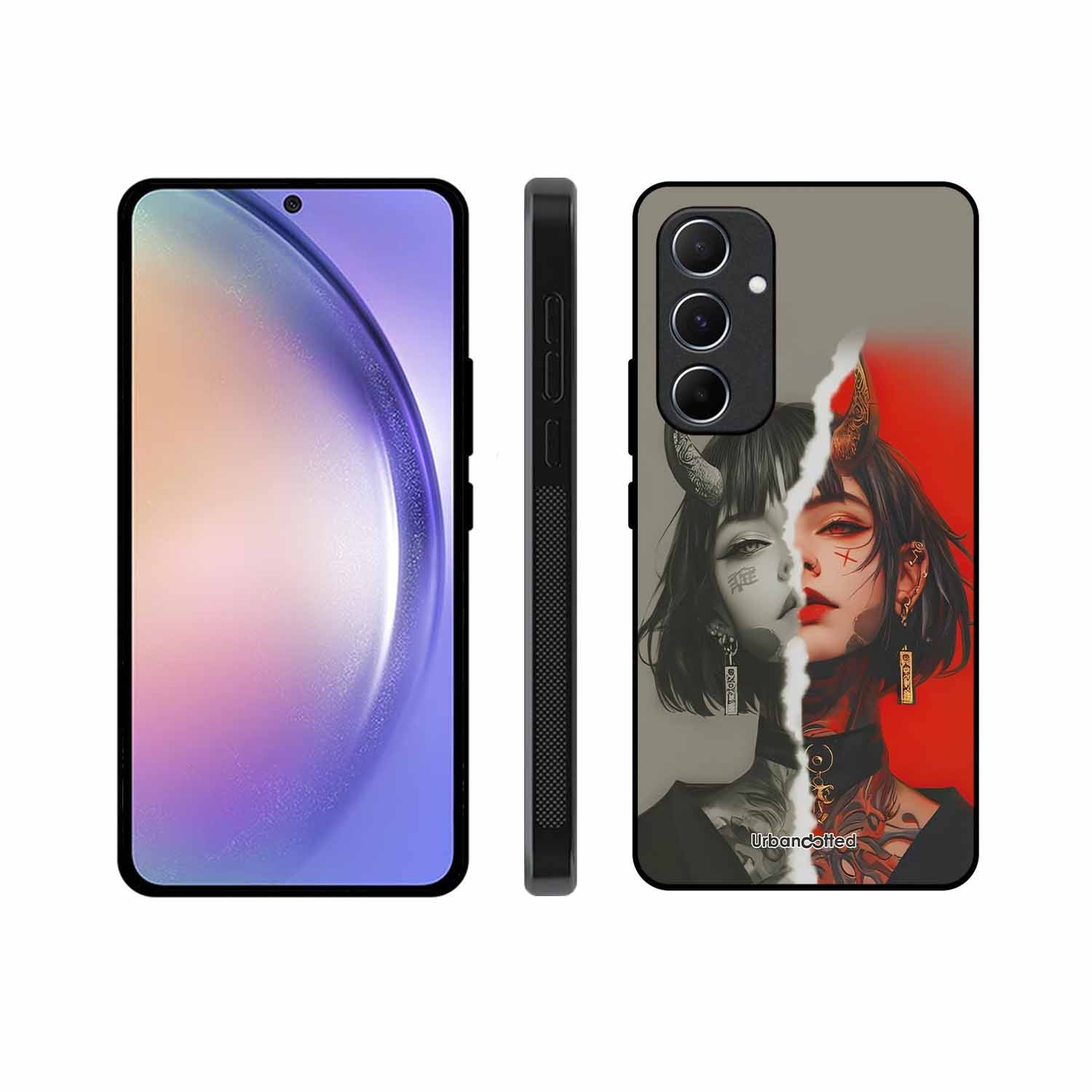 Yin Yang Demon Art Glass Case For Samsung A55