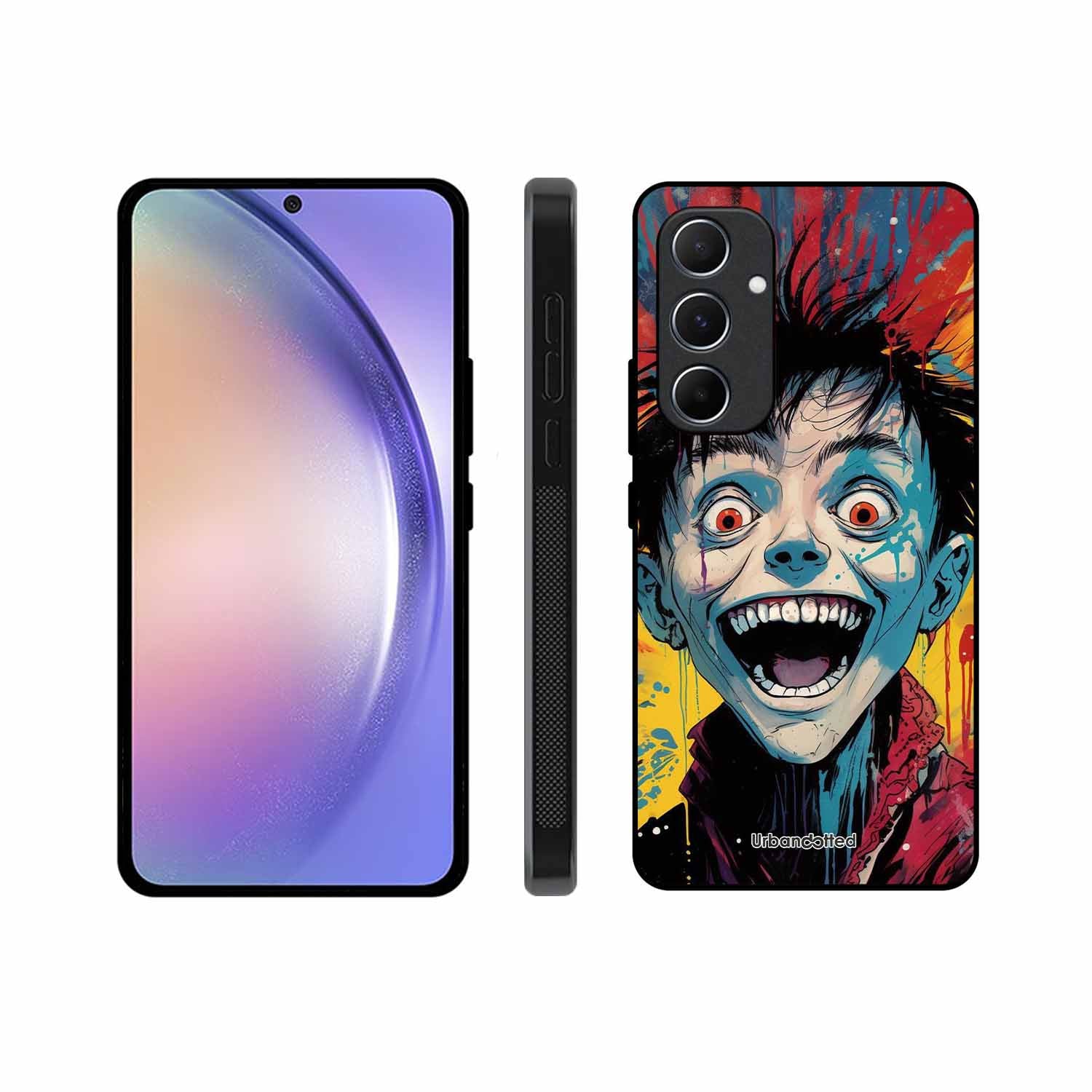 Distorted Joy Illustration Glass Case For Samsung A55