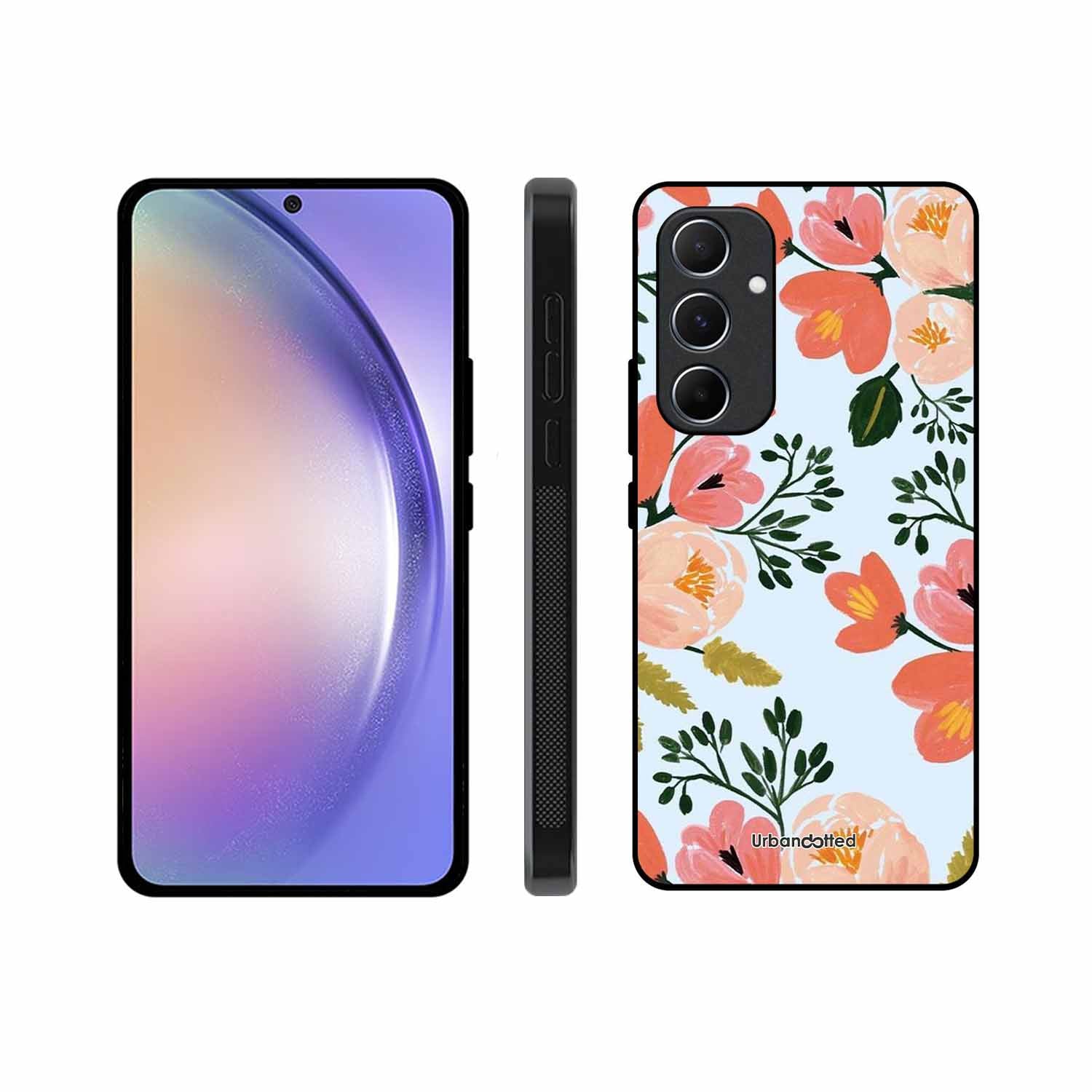 Painted Floral Bouque Glass Case For Samsung A55