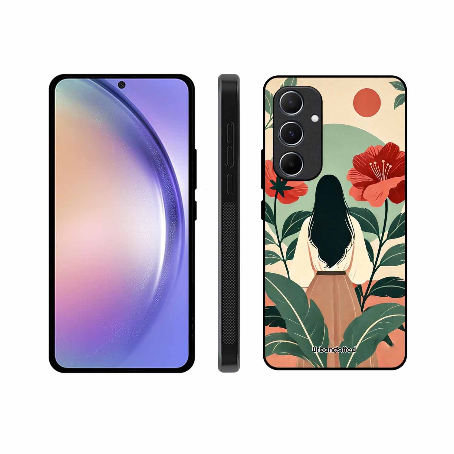 Woman in Floral Garden Glass Case For Samsung A55