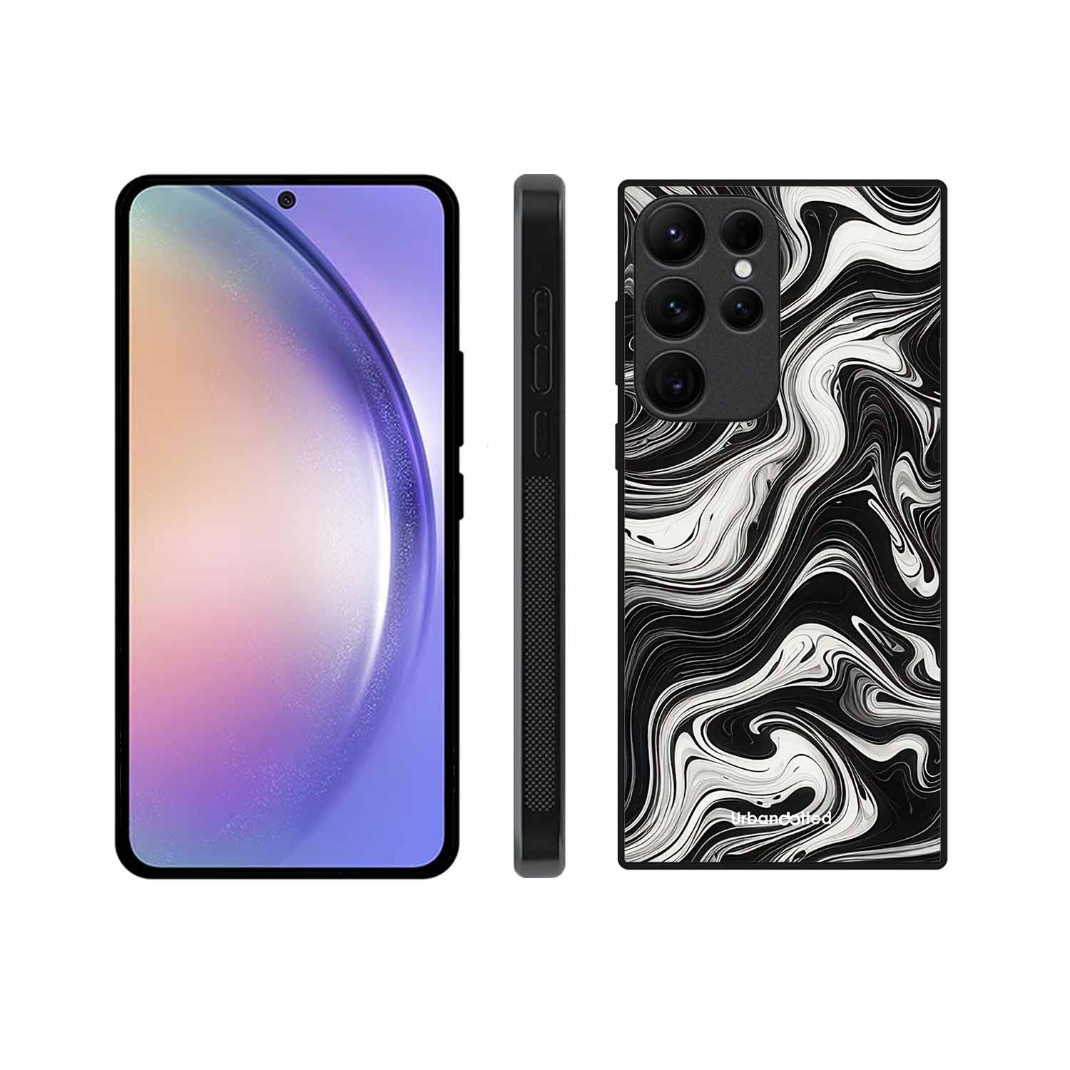 Monochrome Marble Glass Case For Samsung S23 Ultra 5G