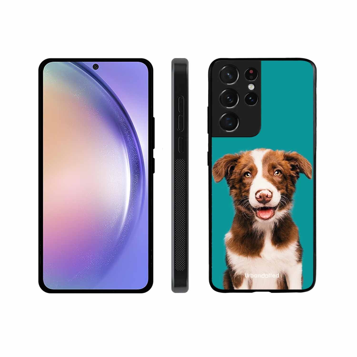 Smiling Dog Portrait Glass Case For Samsung S21 Ultra 5G