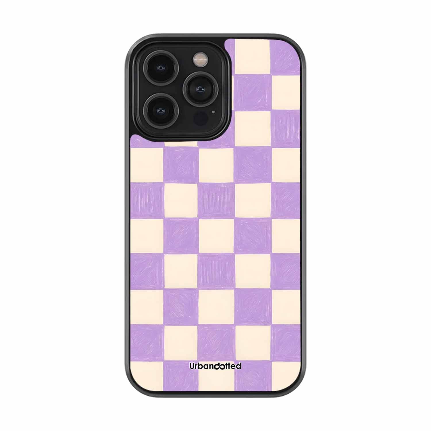 Soft Lilac Grid Glass Case