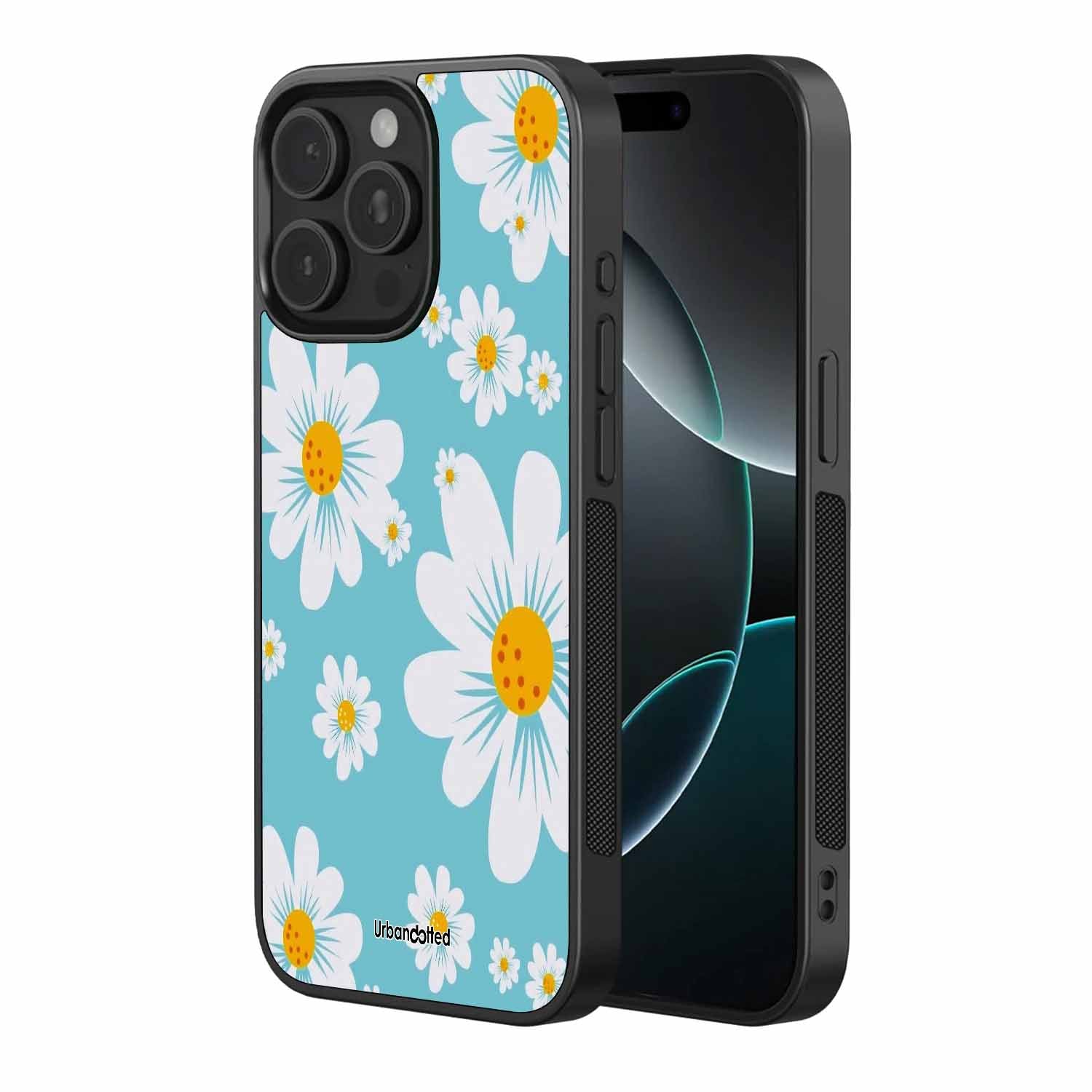 Retro White Daisy Glass Case