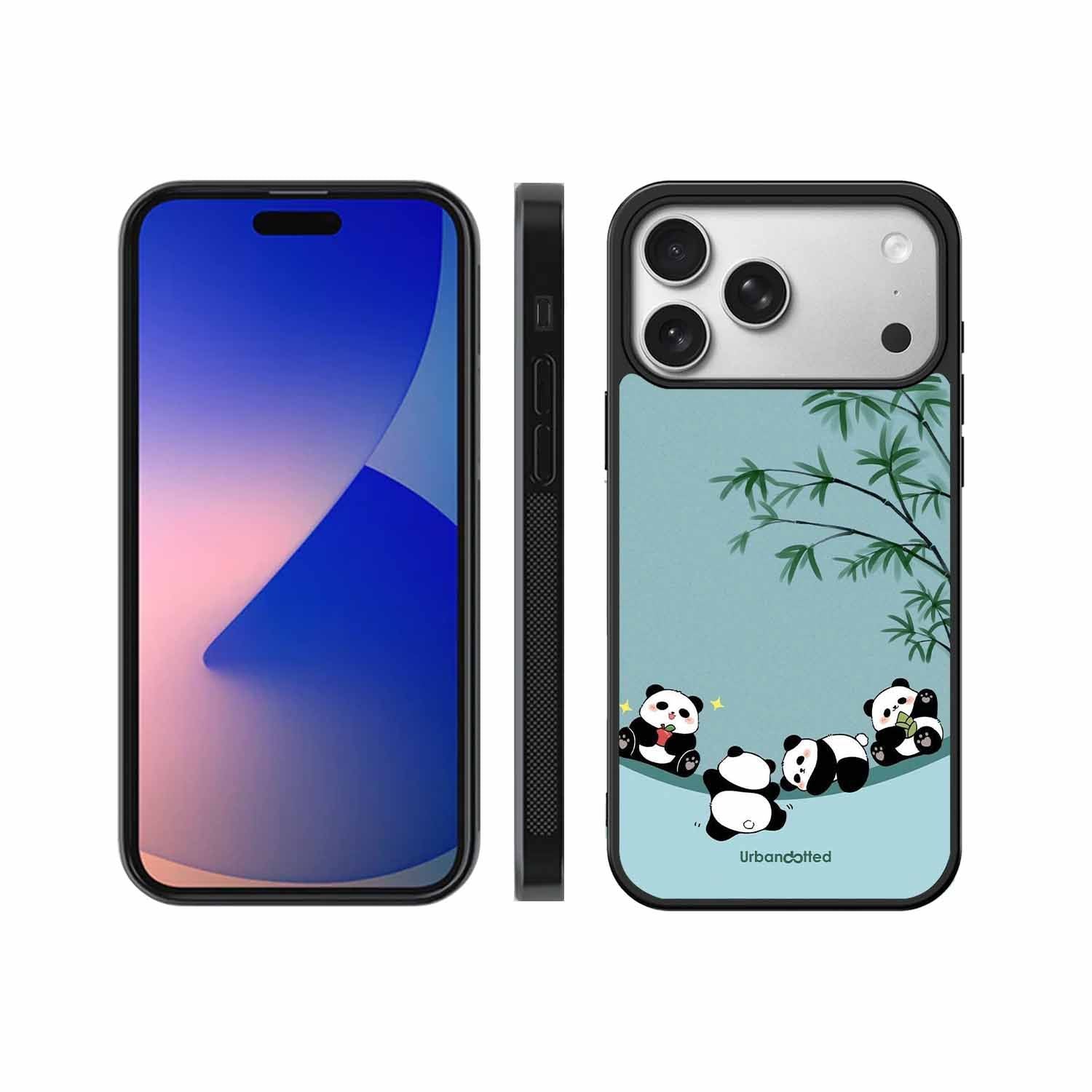 Cute Resting Pandas Glass Case For iPhone 17 Pro