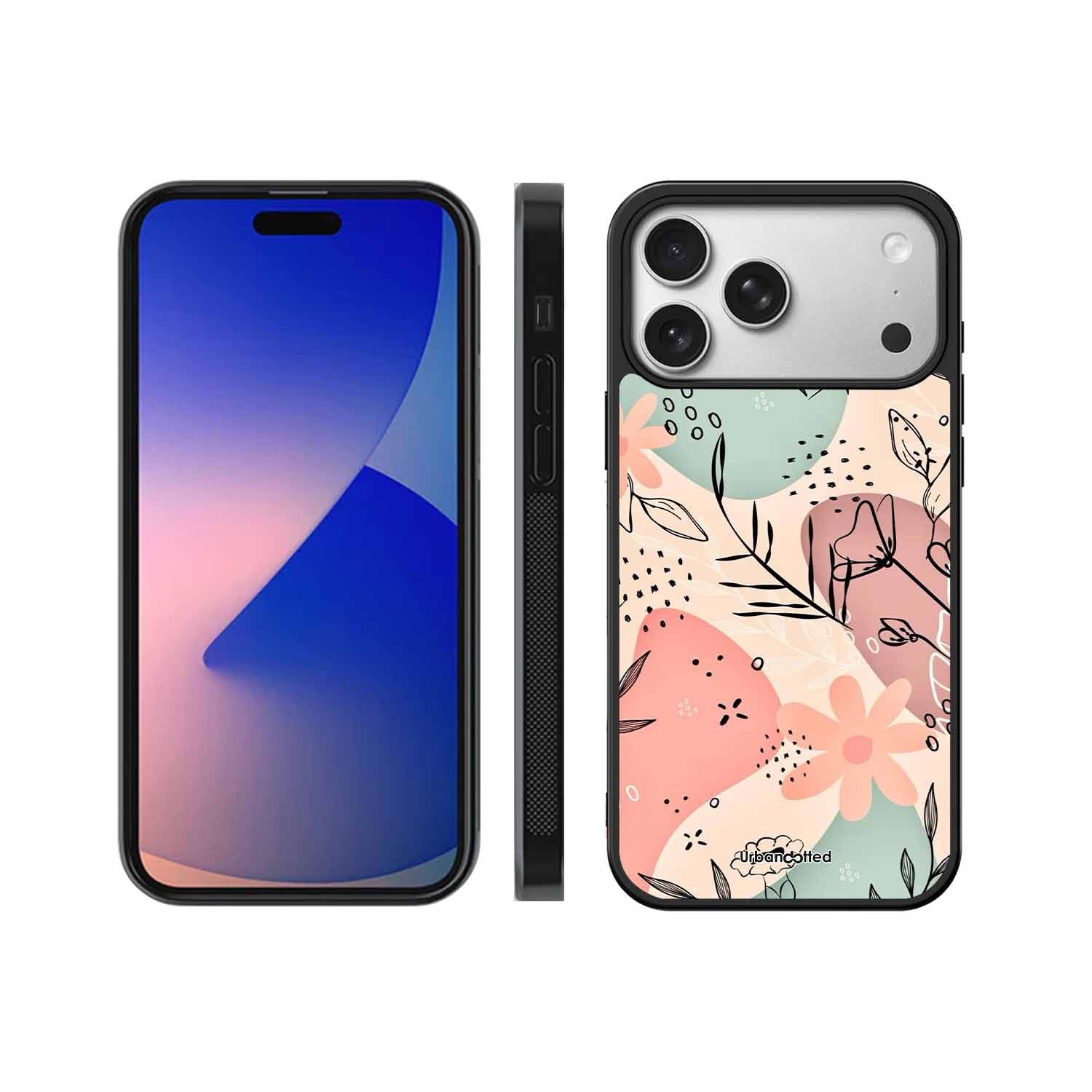 Abstract Floral Glass Case For iPhone 17 Pro