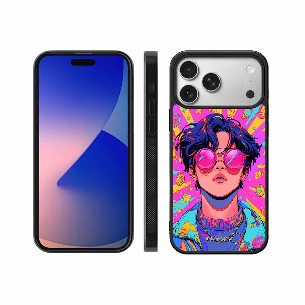 Neon Vibes Portrait Glass Case For iPhone 17 Pro