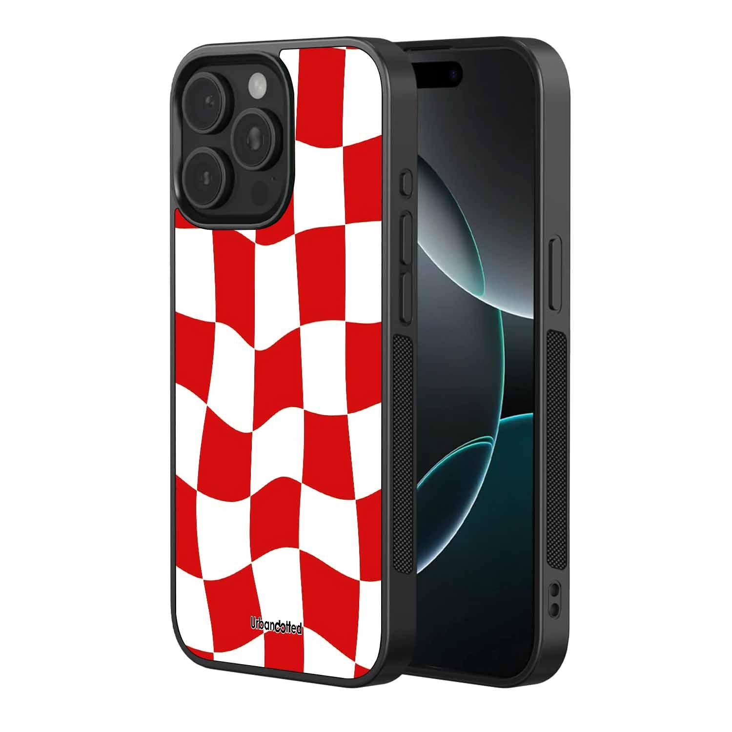 Retro Distorted Checkered Glass Case