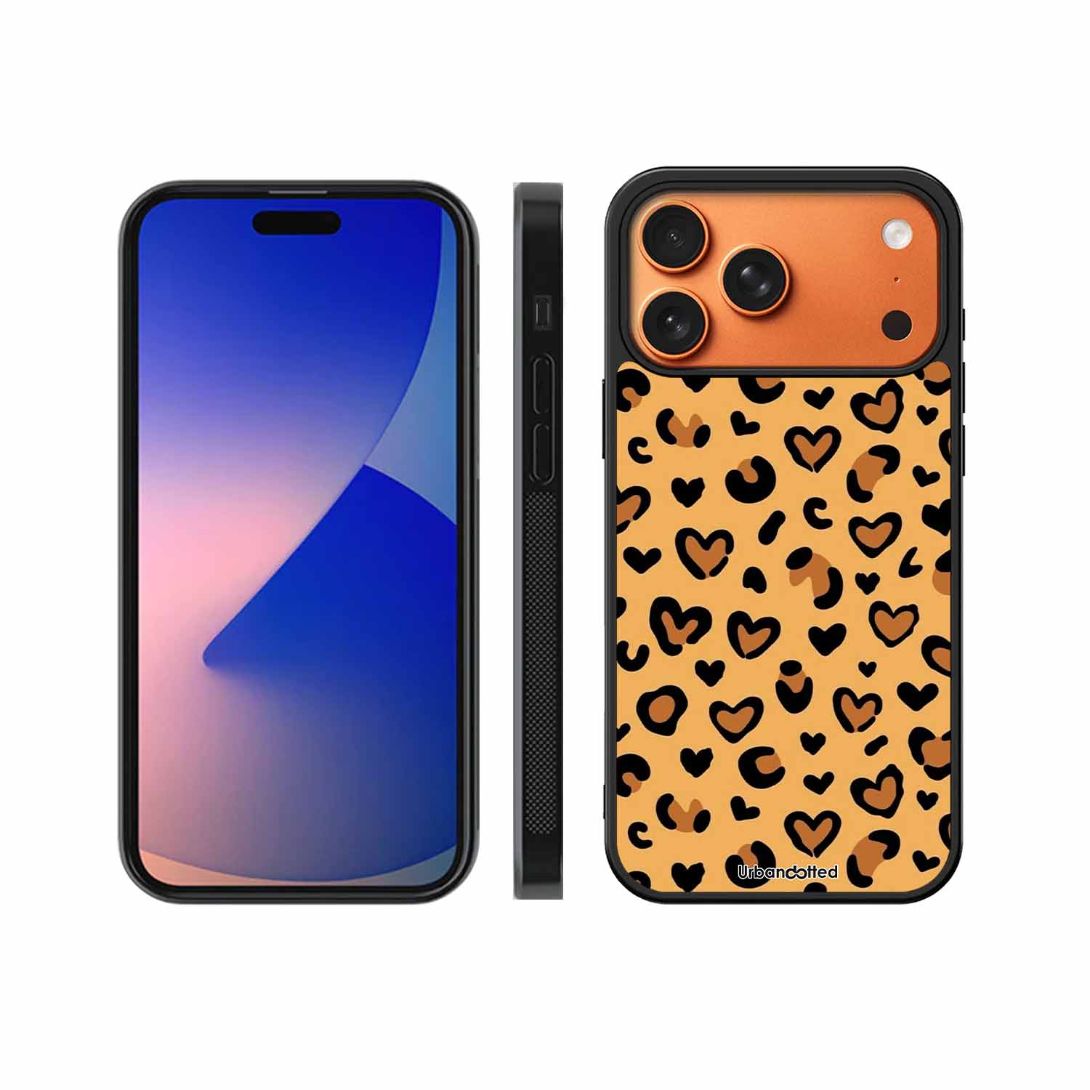 Native Animal Print Hearts Glass Case For iPhone 17 Pro Max