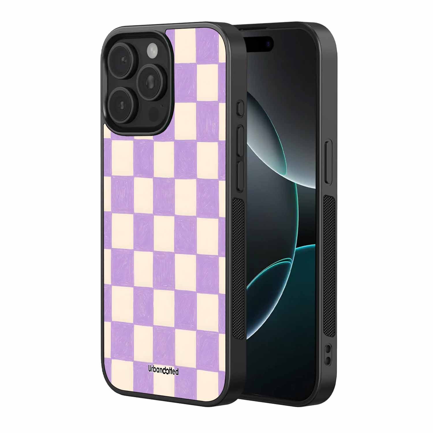 Soft Lilac Grid Glass Case