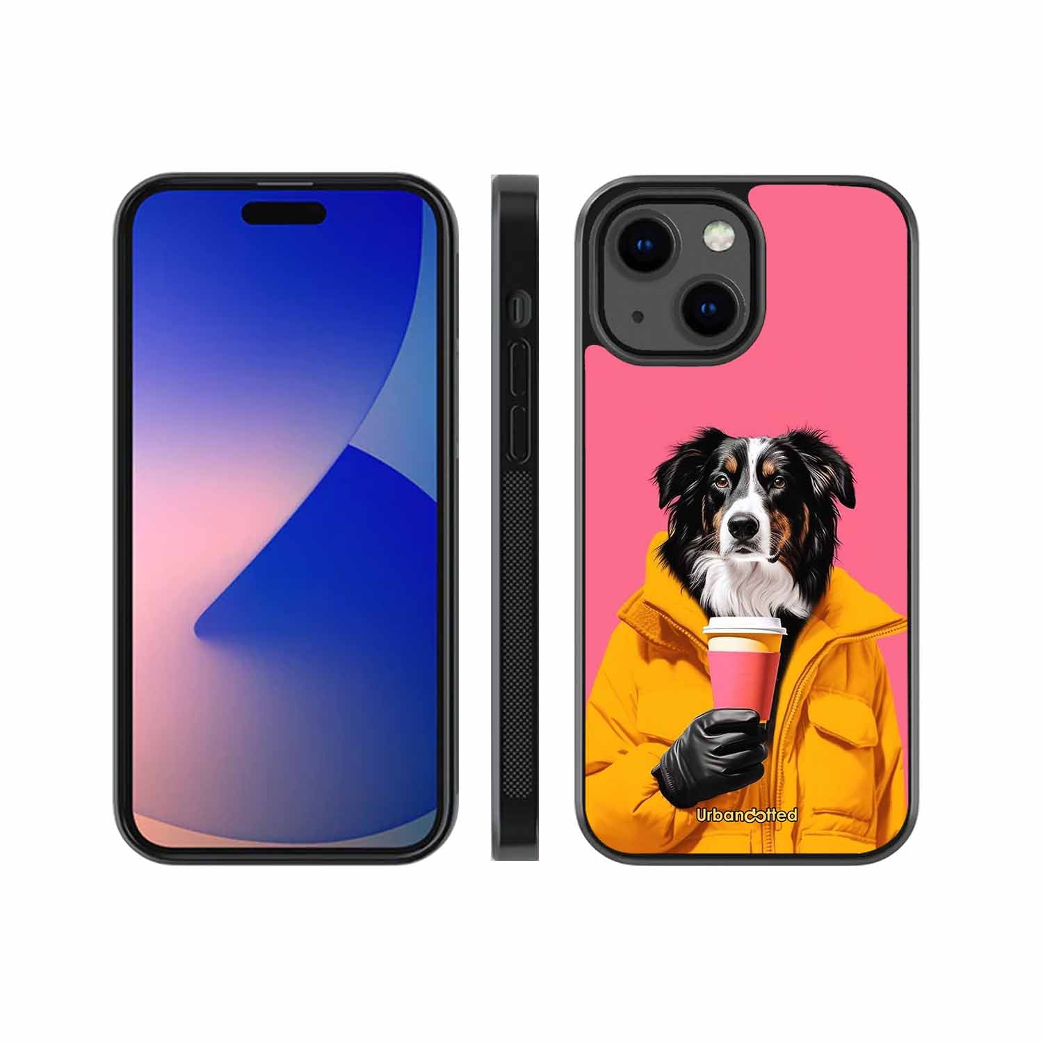 Trendy Dog with Drink Glass Case For iPhone 13