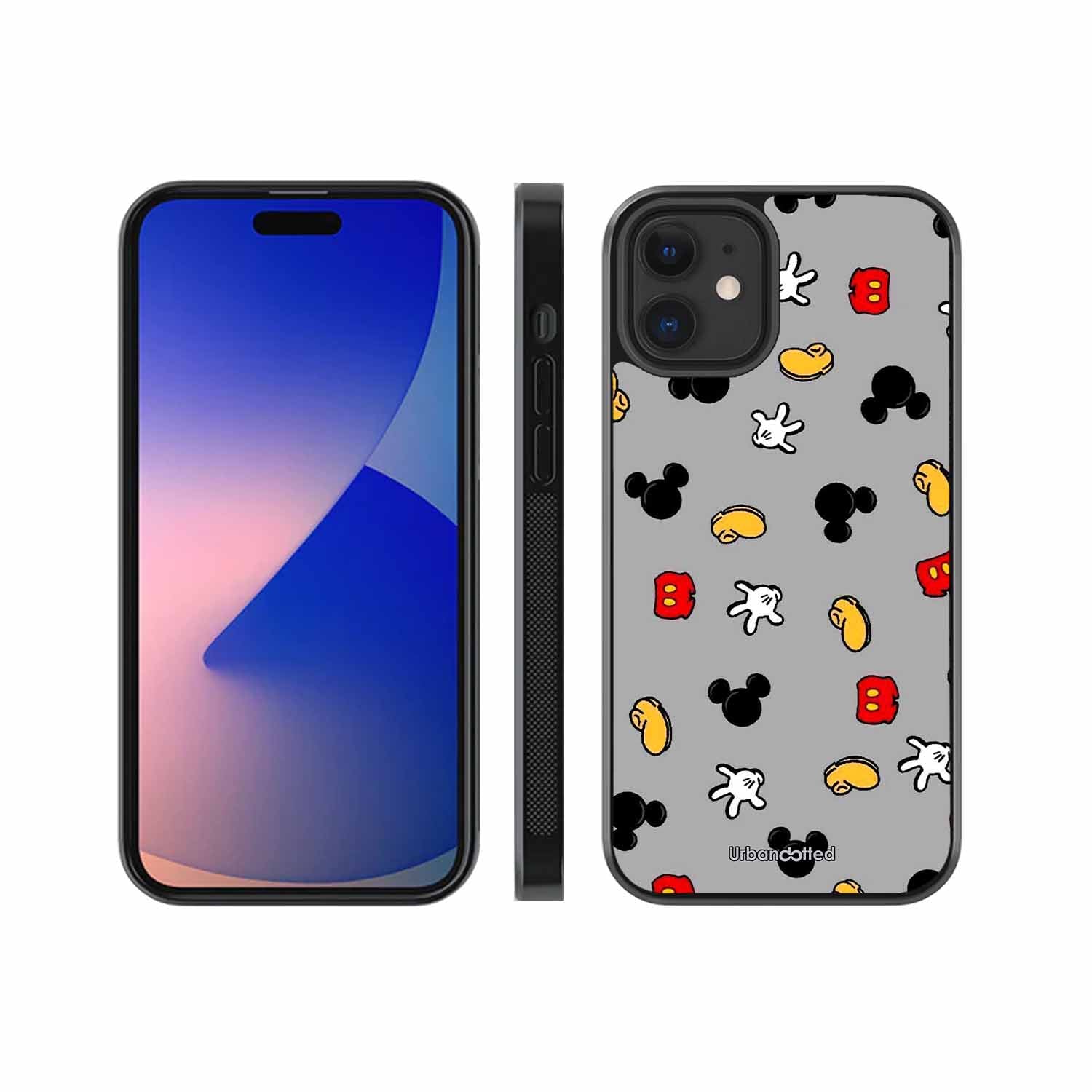 Whimsical Mouse Pattern Glass Case For iPhone 12 Mini