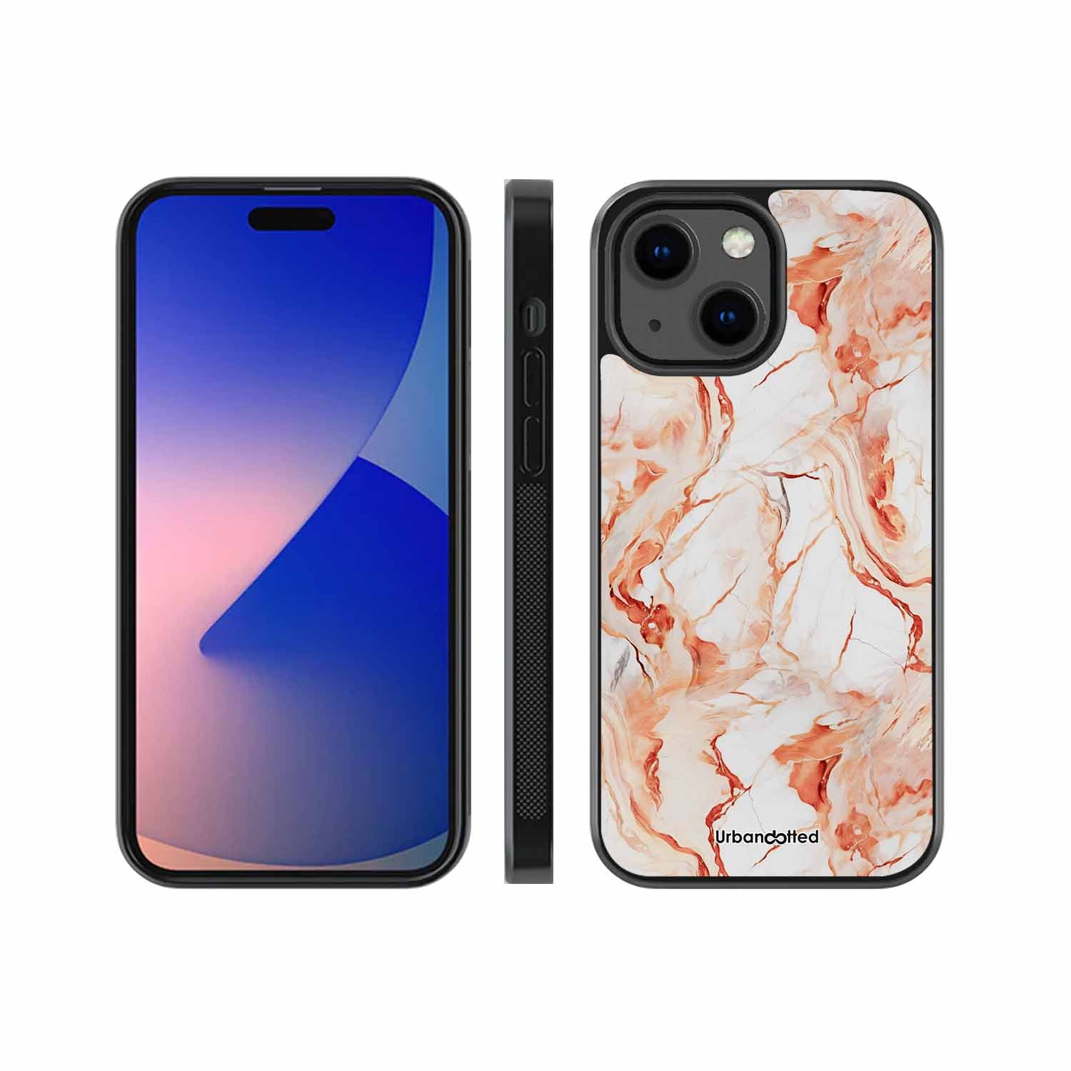 Elegant Rose Gold Veins Glass Case For iPhone 13