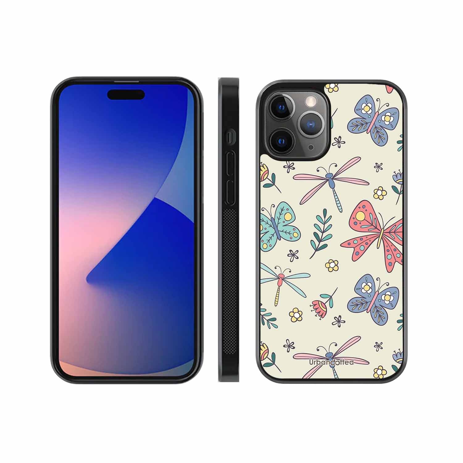 Butterfly and Dragonfly Garden Glass Case For iPhone 11 Pro