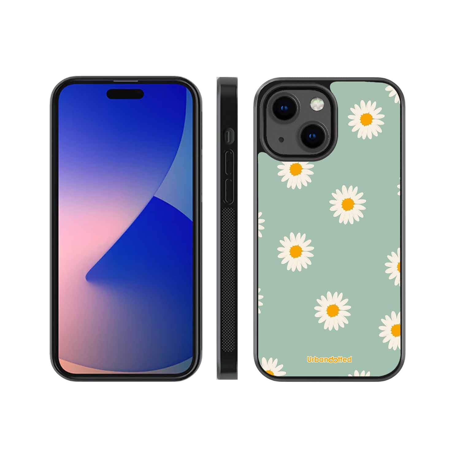 Scattered White Daisies Glass Case For iPhone 13