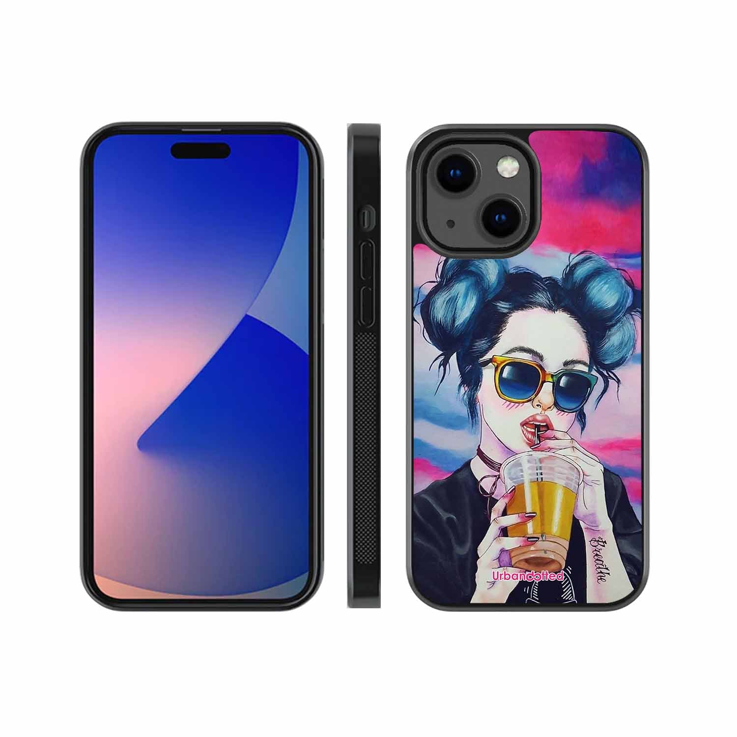 "Breathe" Tattoo Girl Glass Case For iPhone 13 Mini