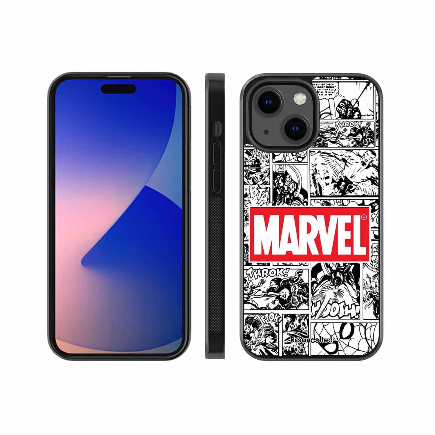 Black and White Comic Book Glass Case For iPhone 13 Mini