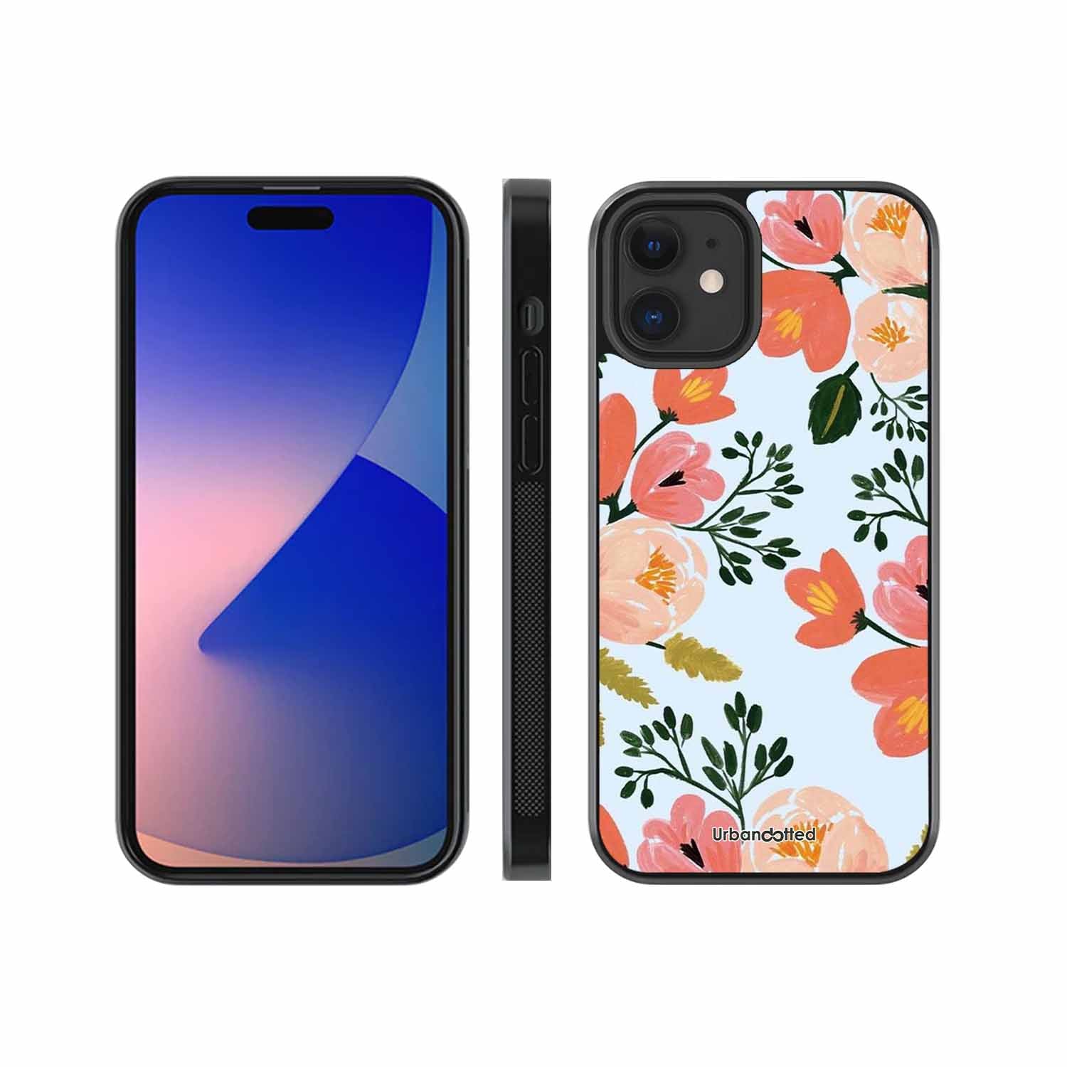 Painted Floral Bouque Glass Case For iPhone 12 Mini