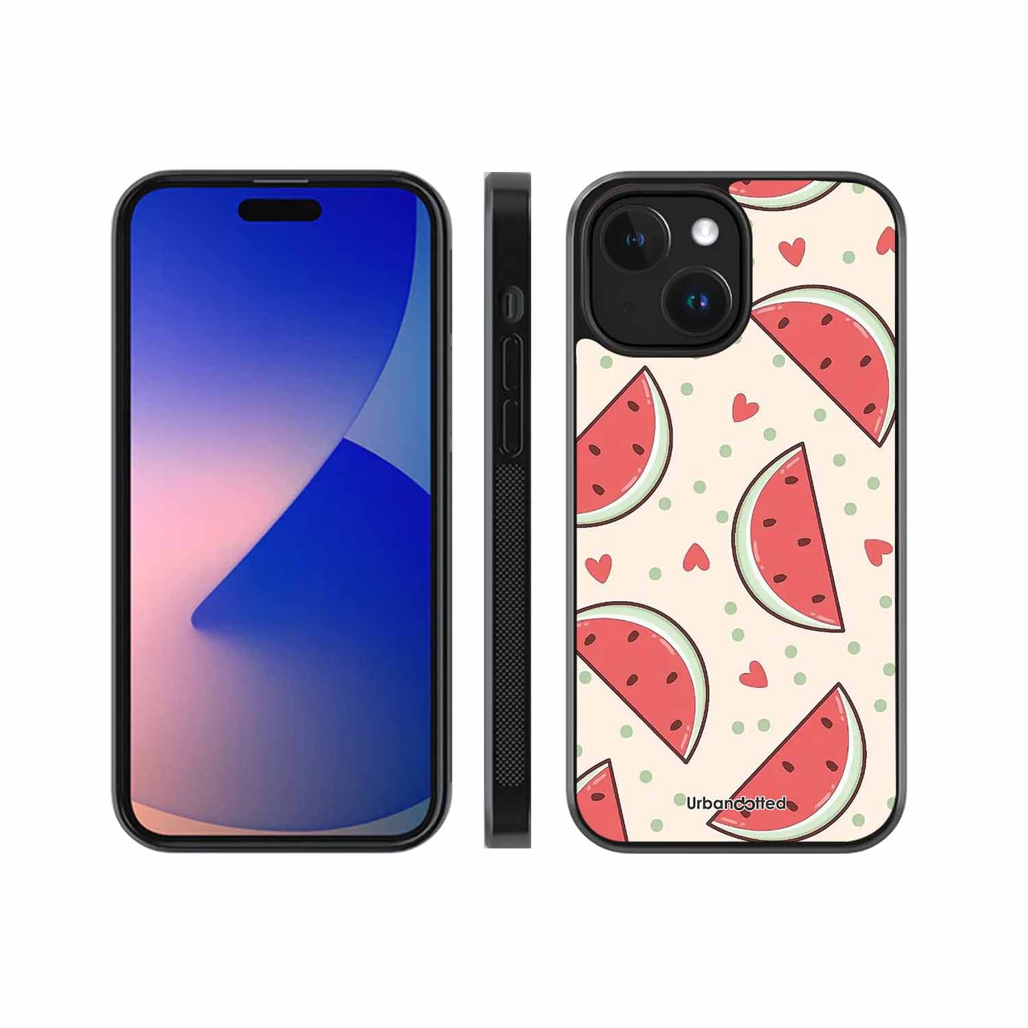 Watermelon Slice Fun Glass Case For iPhone 15 Plus